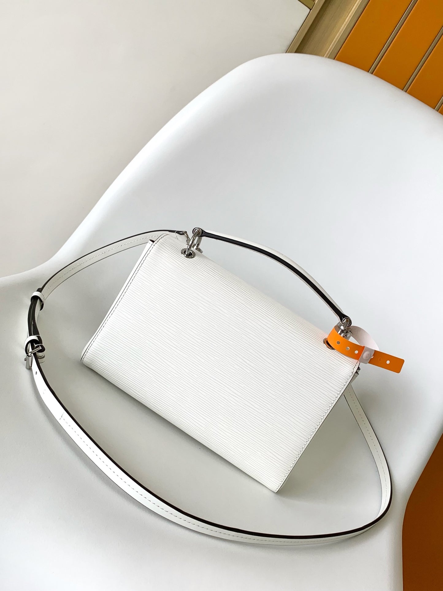 Louis Vuitton Mylockme BB White Grained Calfskin Shoulder Bag