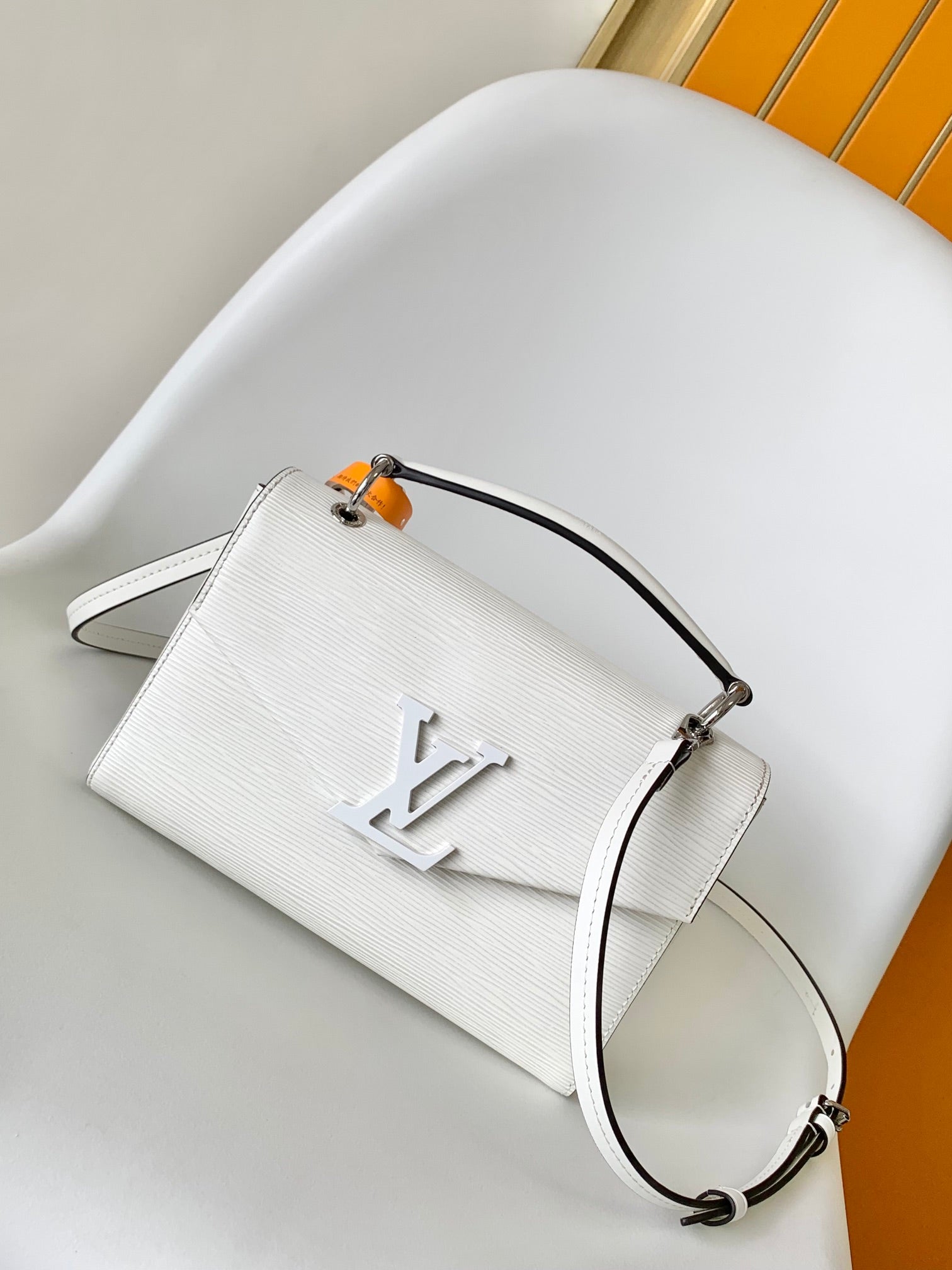 Louis Vuitton Mylockme BB White Grained Calfskin Shoulder Bag