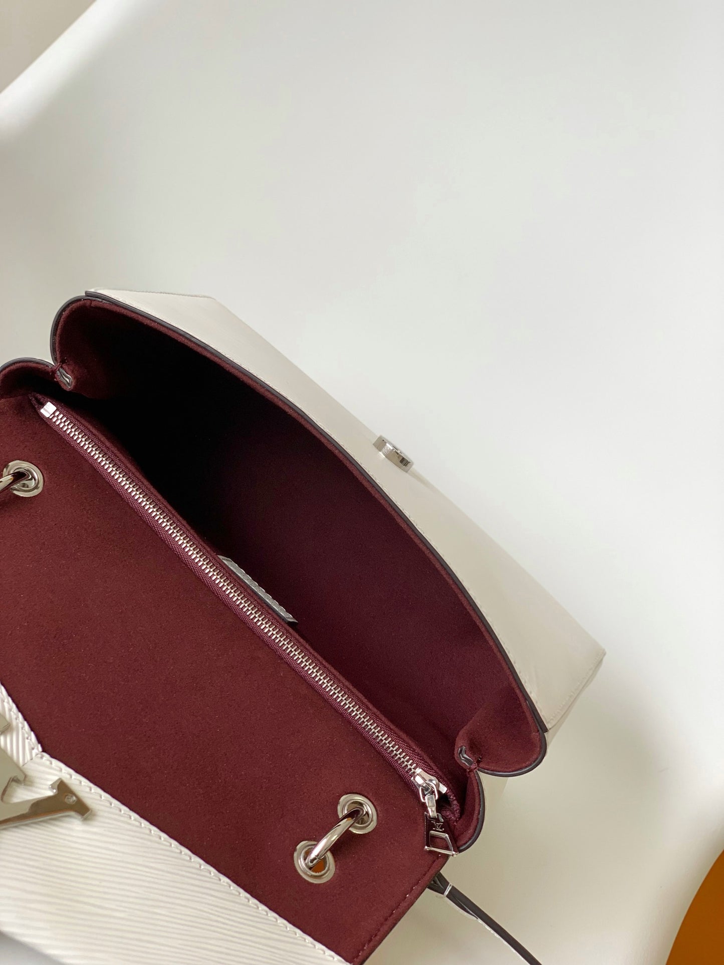 Louis Vuitton Mylockme BB White Grained Calfskin Shoulder Bag