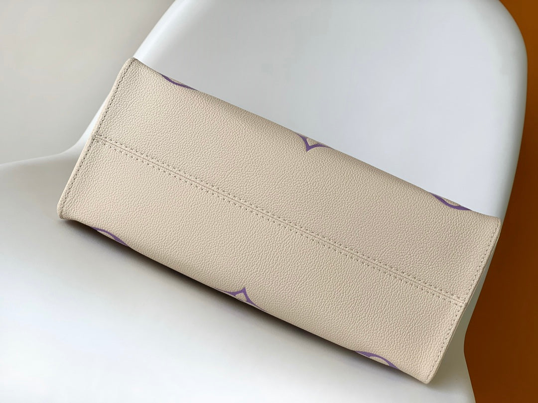Louis Vuitton OnTheGo MM Monogram Empreinte Giant Tote Bag - Cream/Purple