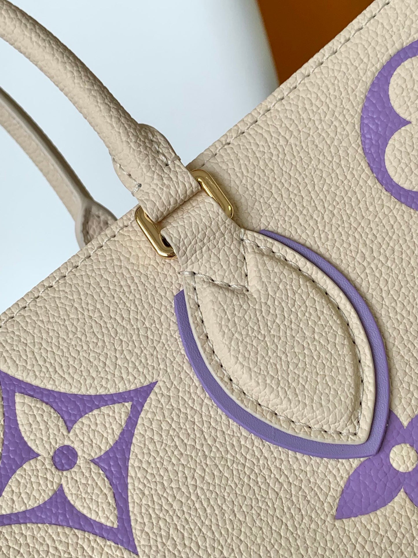 Louis Vuitton OnTheGo MM Monogram Empreinte Giant Tote Bag - Cream/Purple