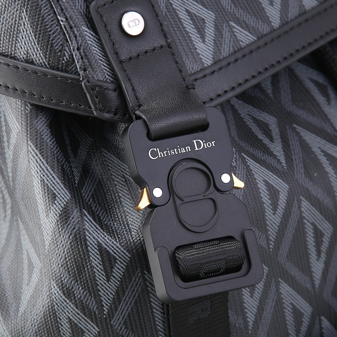 Grey Geometric Diamond Pattern Multi-Pocket Backpack for Men and Women