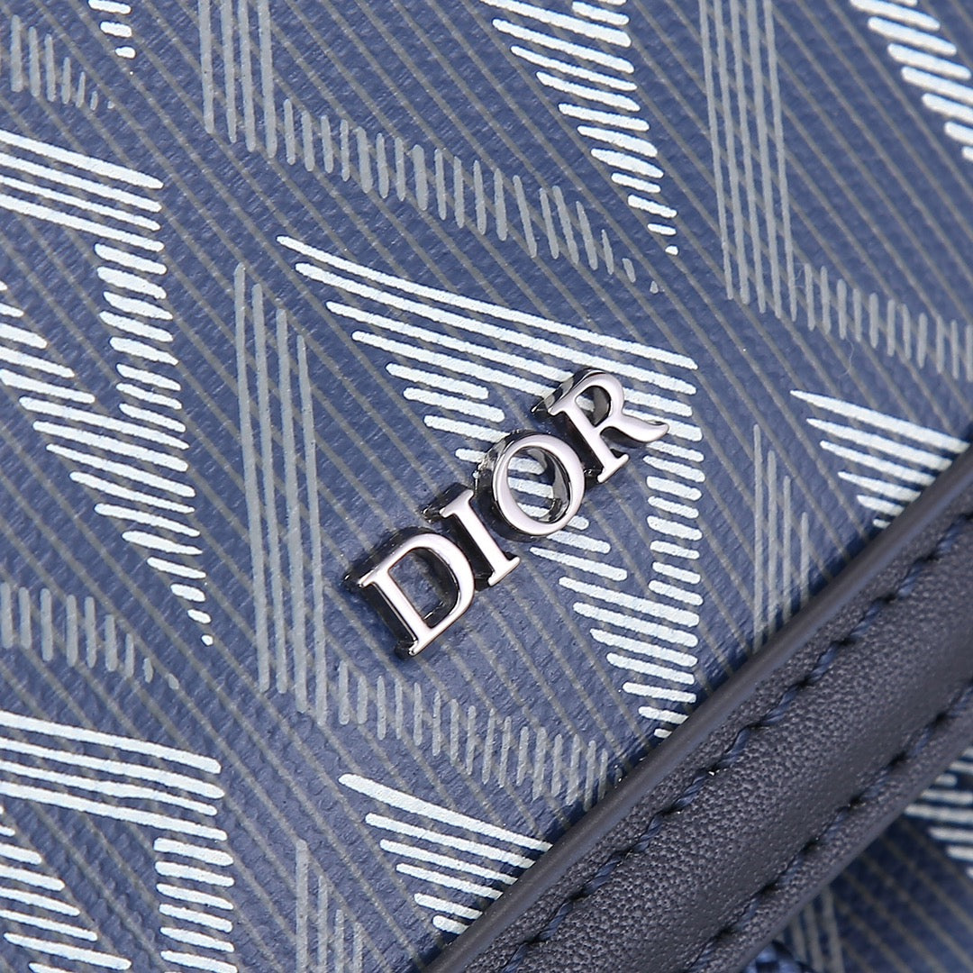 Geometric Print Flap-Top Backpack with Buckle Closures - Blue/Grey