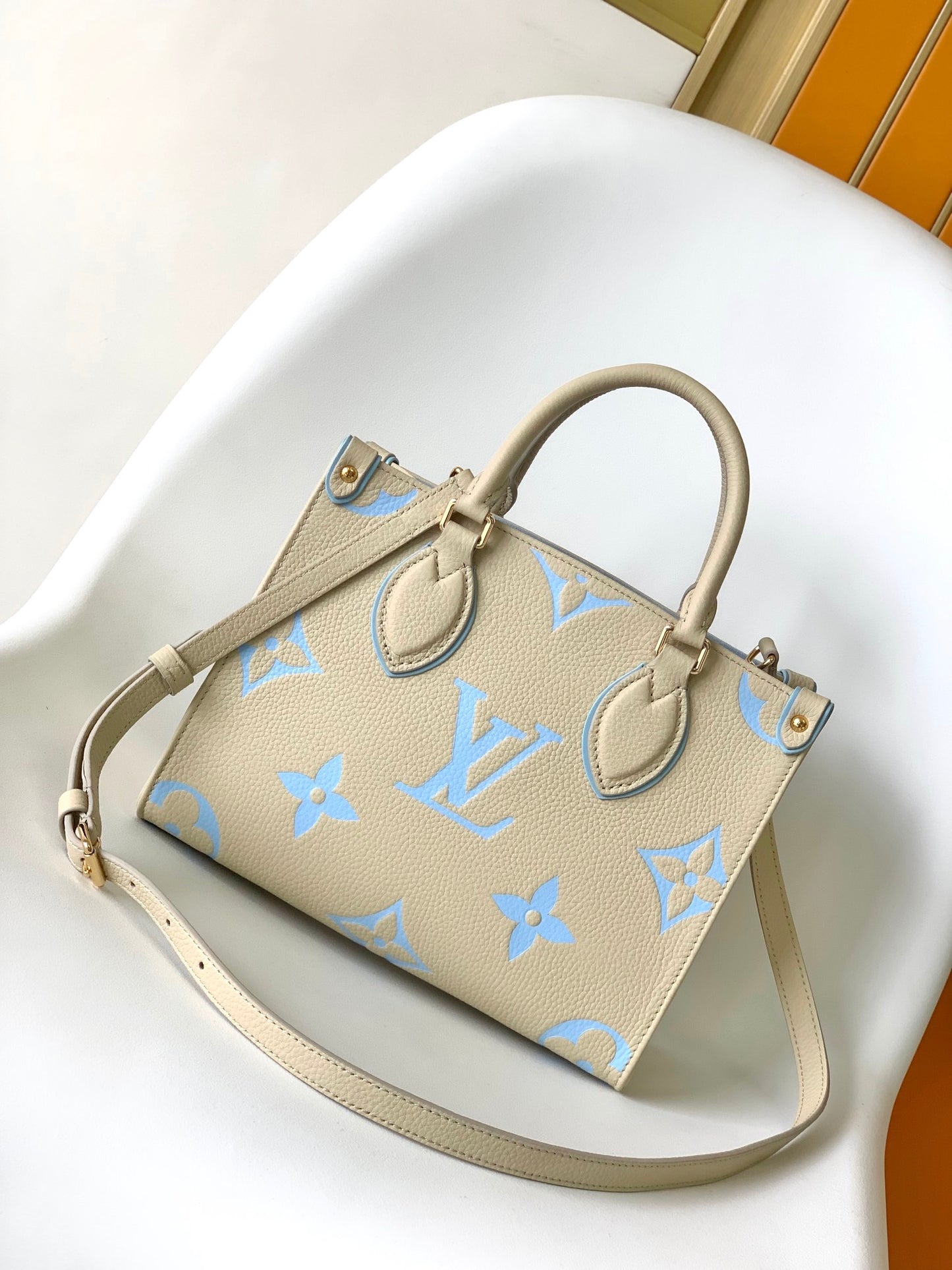 Louis Vuitton OnTheGo PM Monogram Empreinte Bicolor Leather Handbag - Cream/Blue