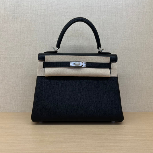 Luxury Black and Beige Top Handle Leather Handbag - Elegant Designer Style