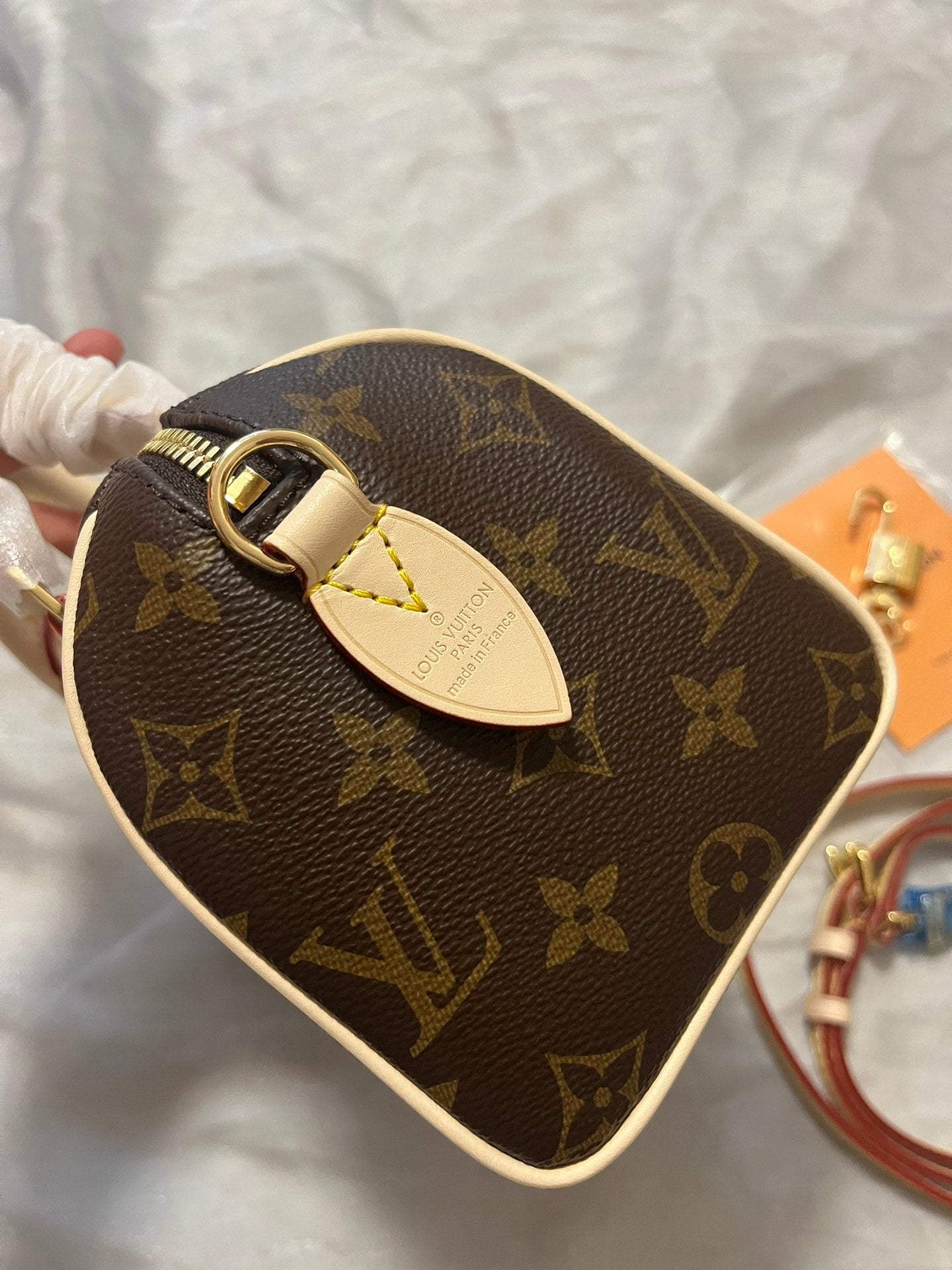 Louis Vuitton Nano Speedy Monogram Canvas Handbag with Adjustable Strap