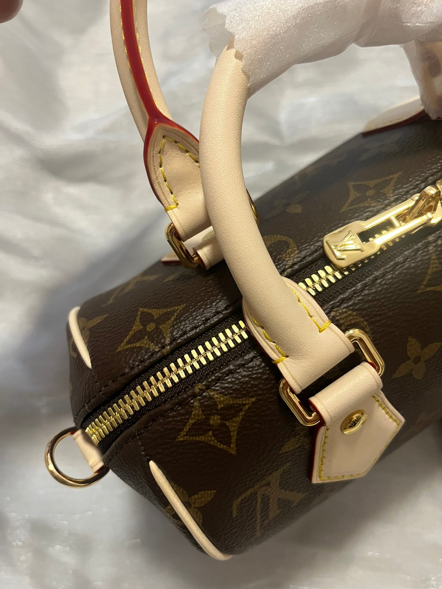 Louis Vuitton Nano Speedy Monogram Canvas Handbag with Adjustable Strap