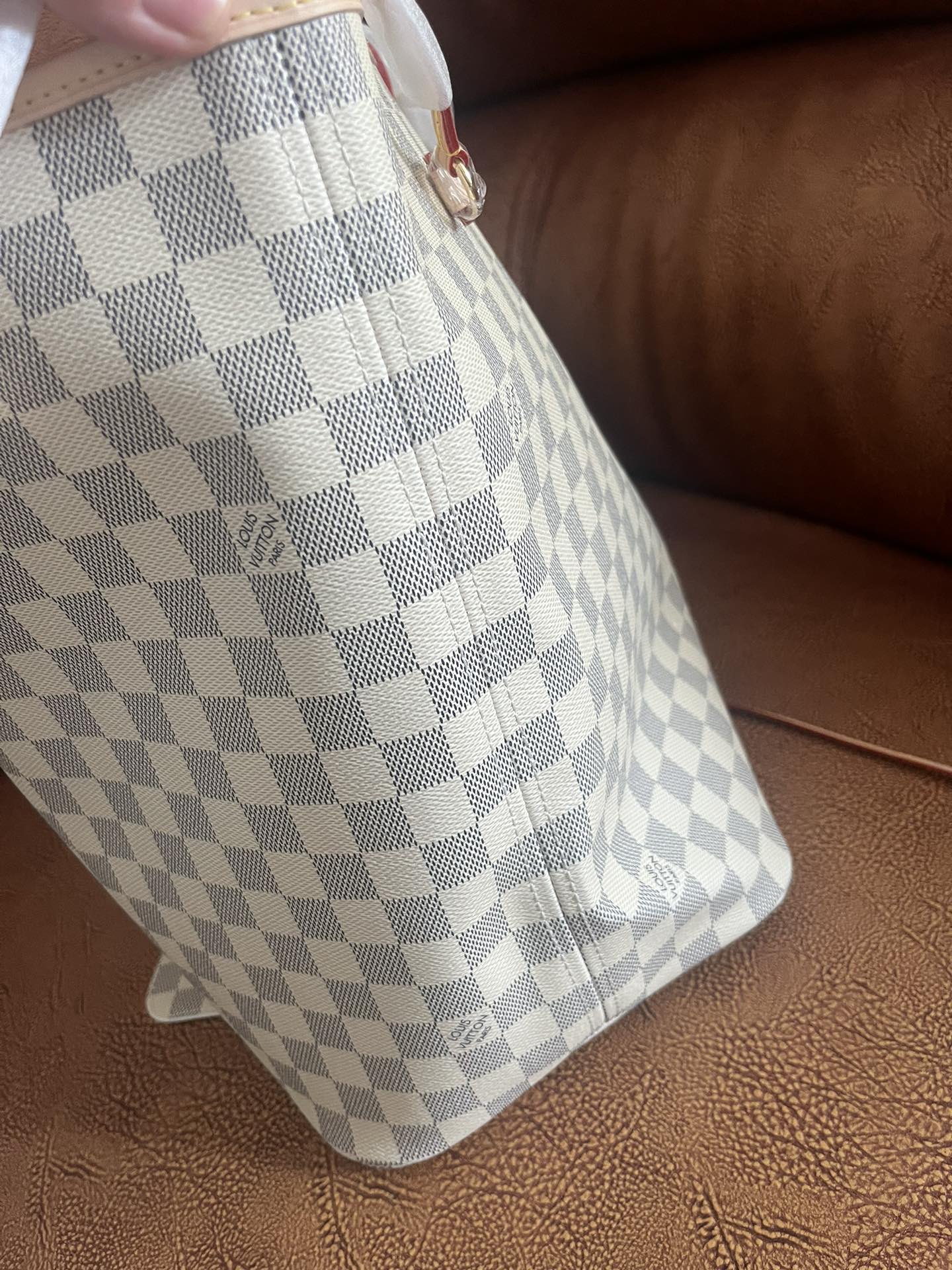 Louis Vuitton Neverfull MM Damier Azur Tote Bag with Pouch