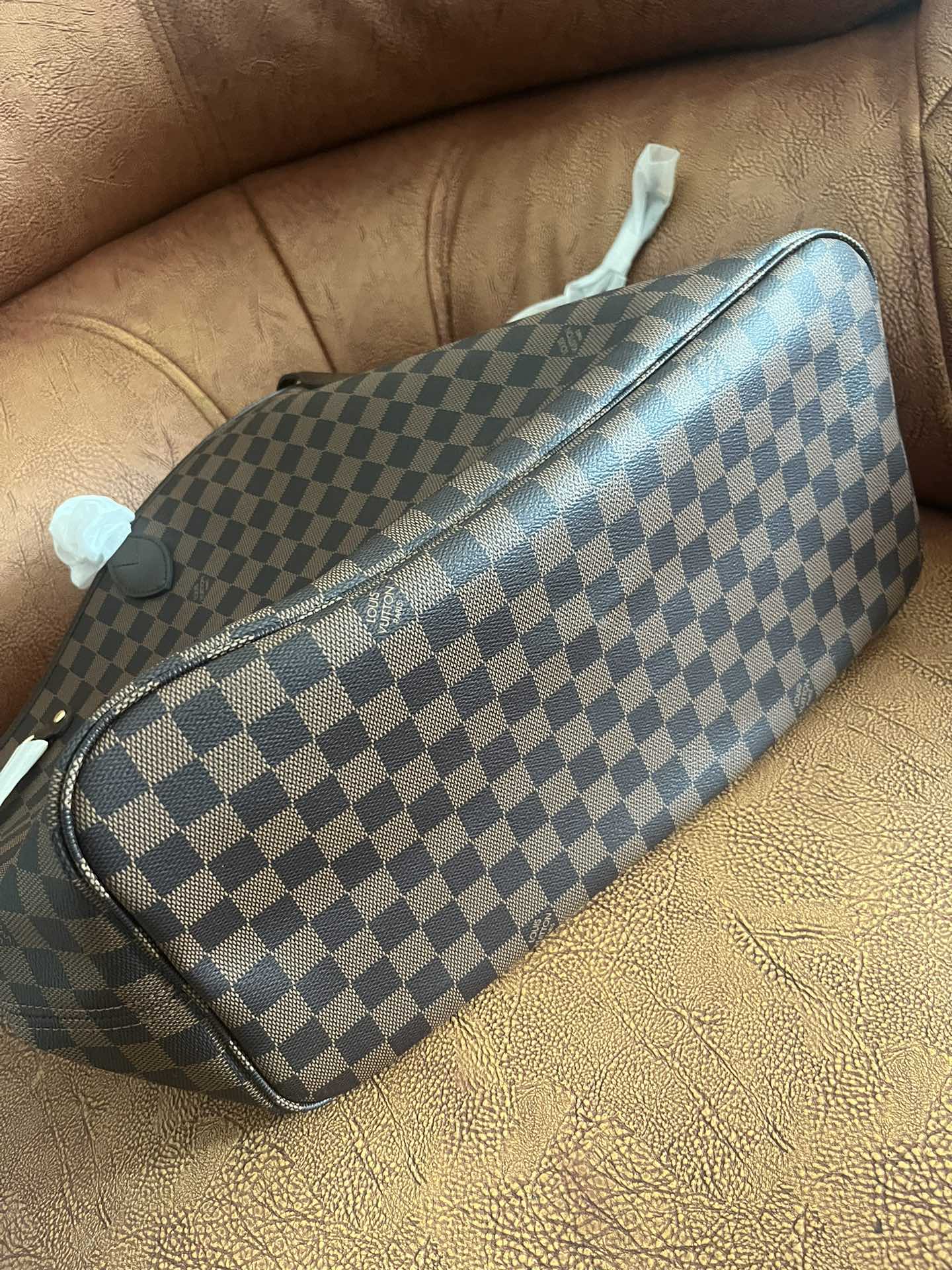 Classic Brown Checkerboard Pattern Large Tote Bag - Damier Ebene Style Shoulder Bag
