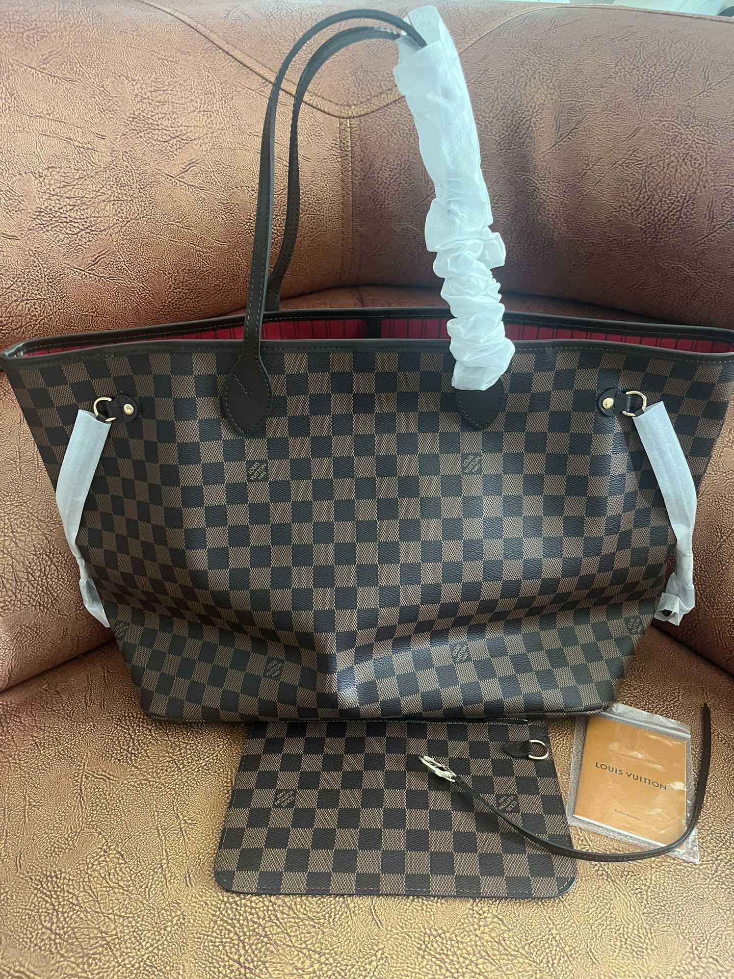 Classic Brown Checkerboard Pattern Large Tote Bag - Damier Ebene Style Shoulder Bag