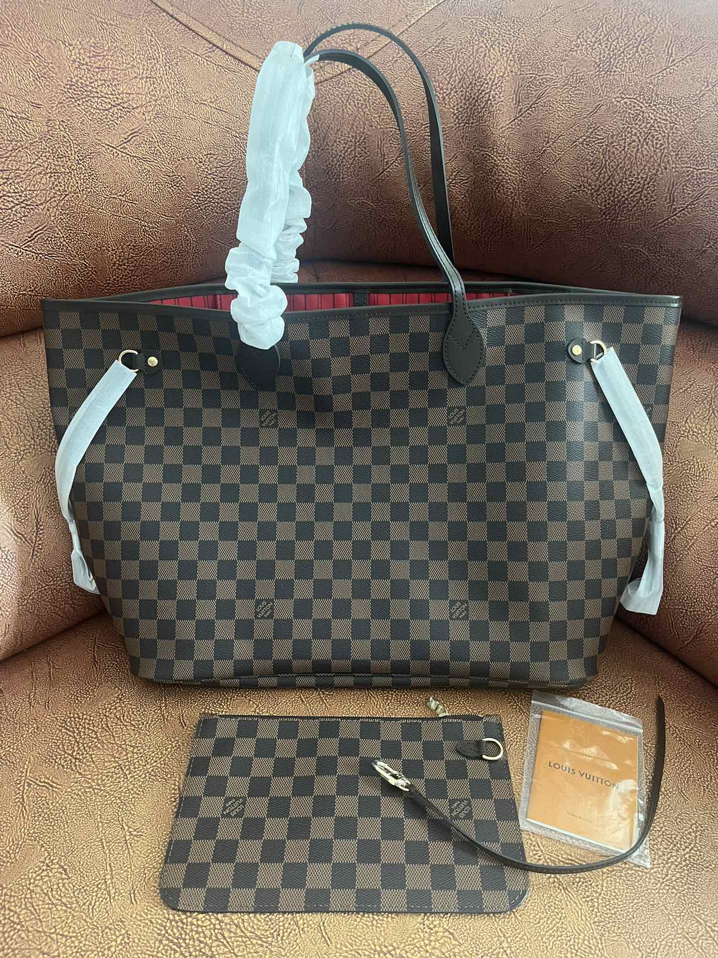 Classic Brown Checkerboard Pattern Large Tote Bag - Damier Ebene Style Shoulder Bag