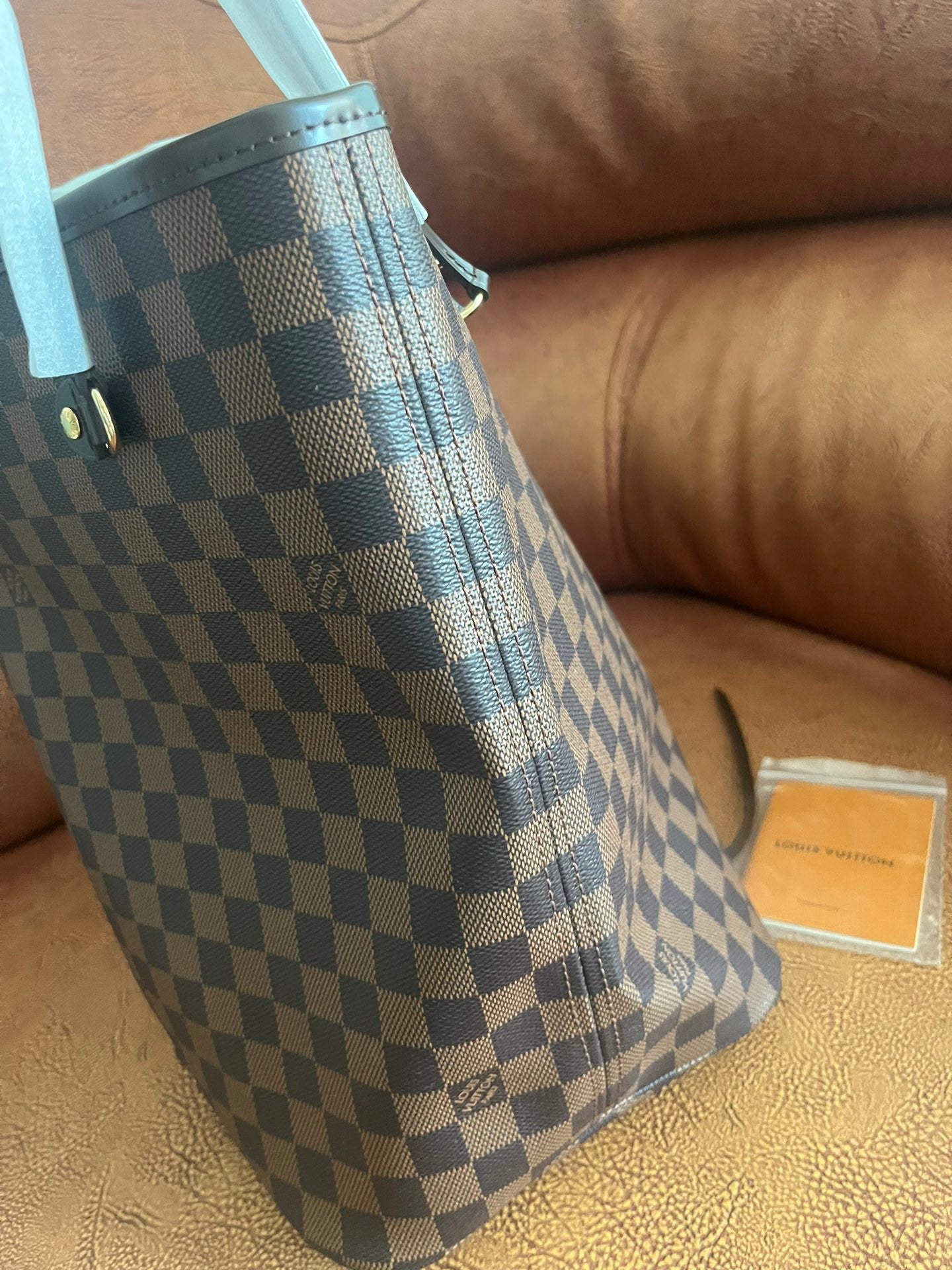 Classic Brown Checkerboard Pattern Large Tote Bag - Damier Ebene Style Shoulder Bag