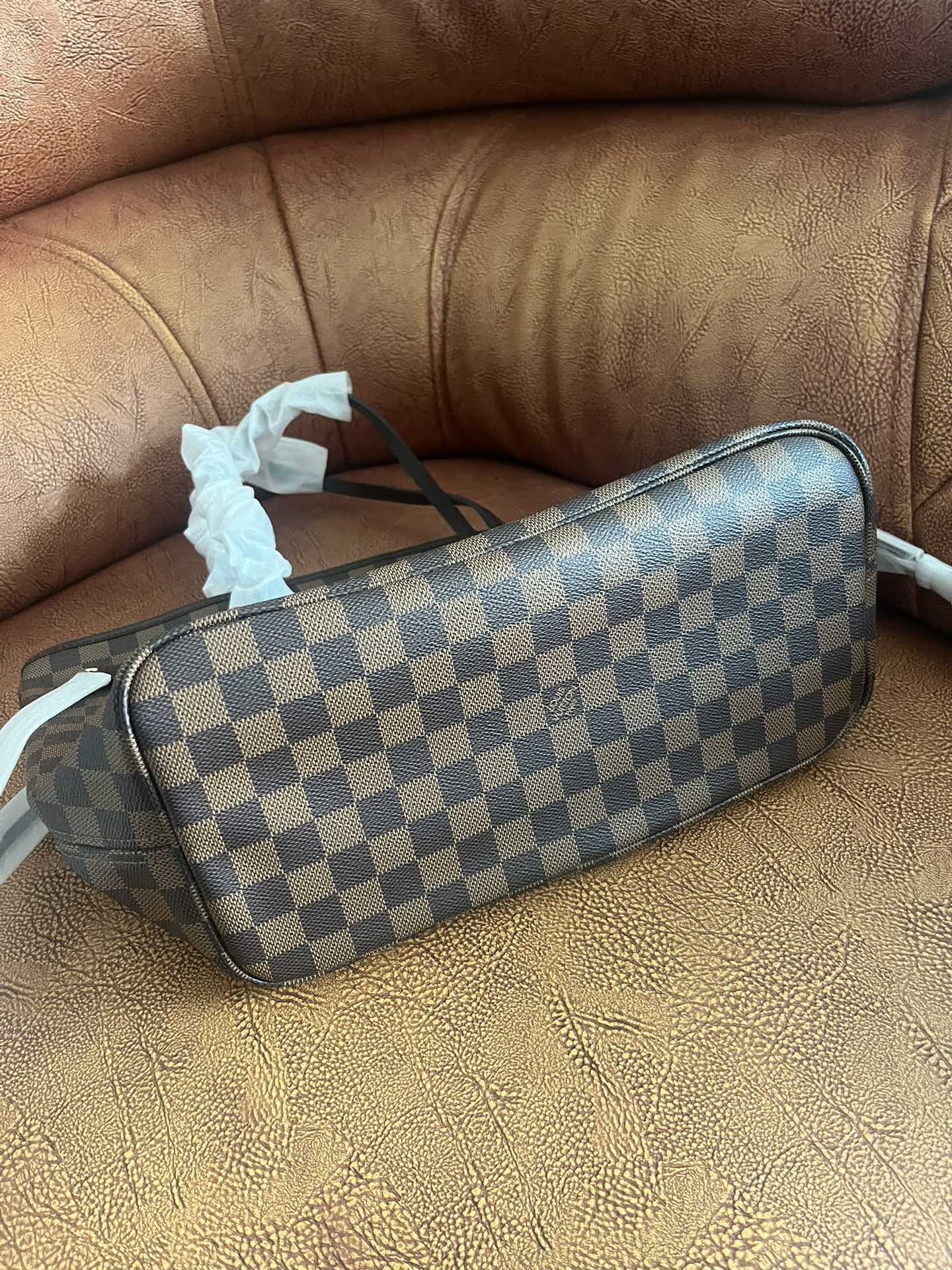 Classic Brown Checkered Tote Bag - Women's Large Canvas Shoulder Handbag