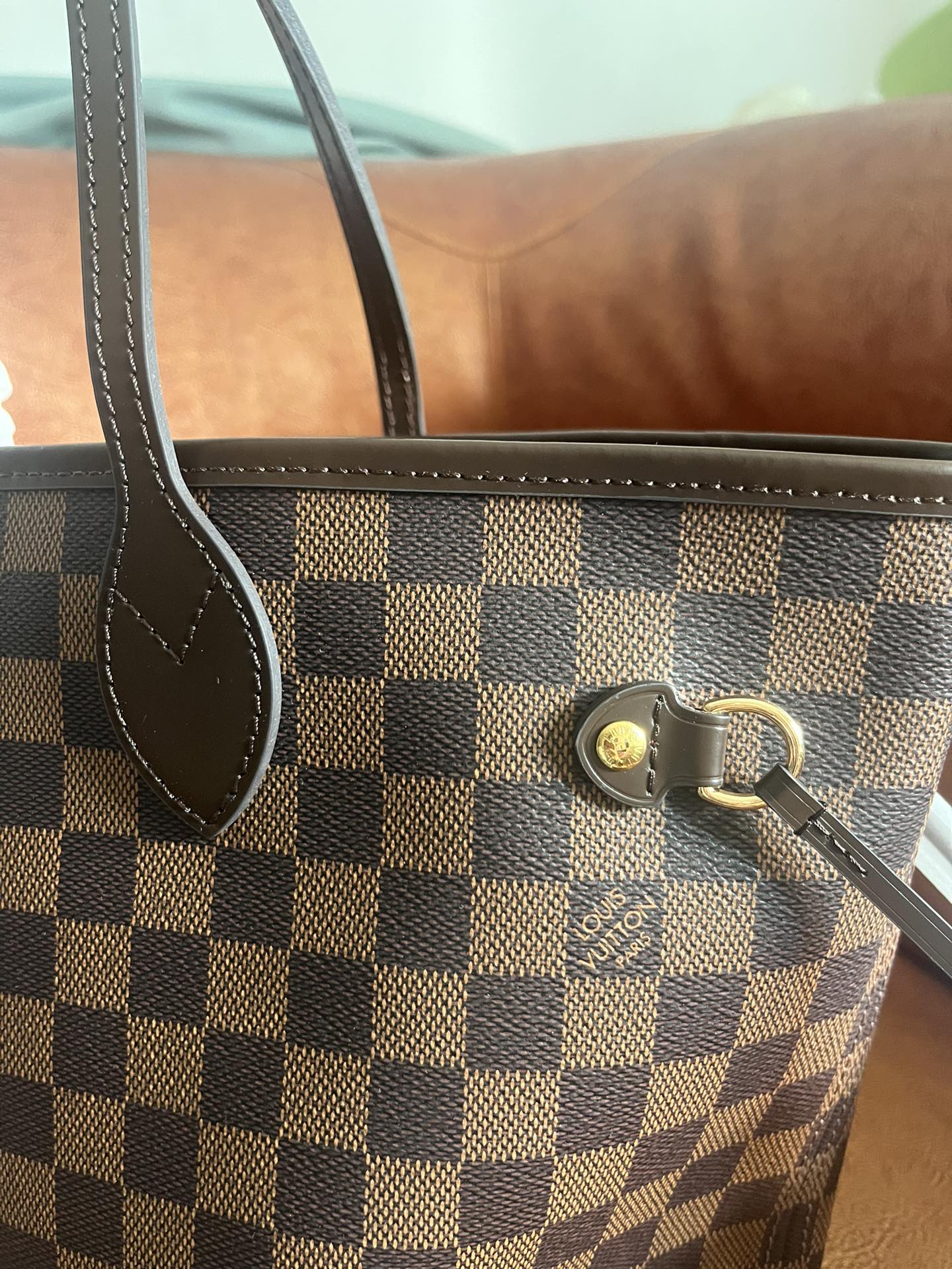 Classic Brown Checkered Tote Bag - Large Shoulder Handbag for Women