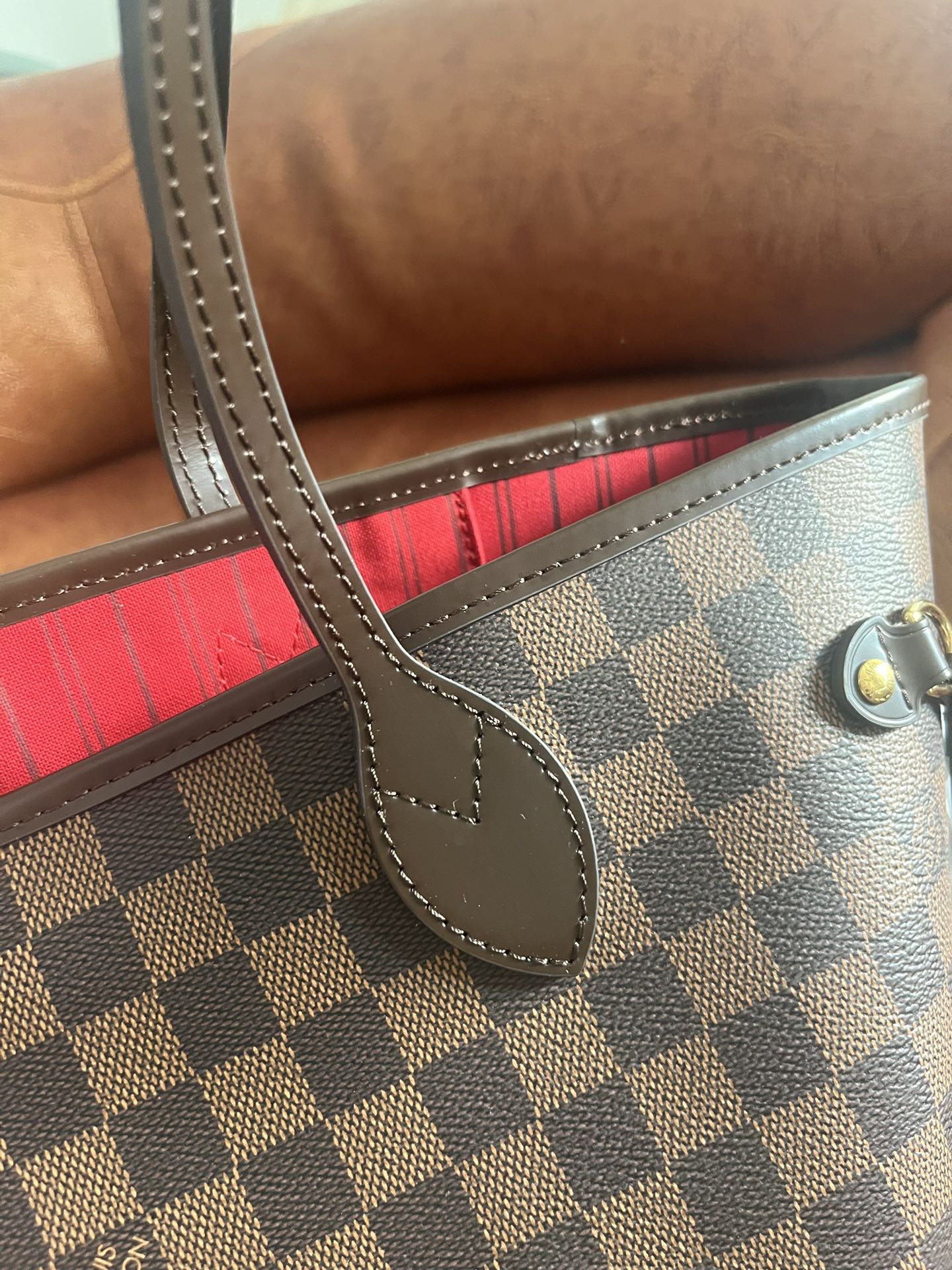 Classic Brown Checkered Tote Bag - Large Shoulder Handbag for Women