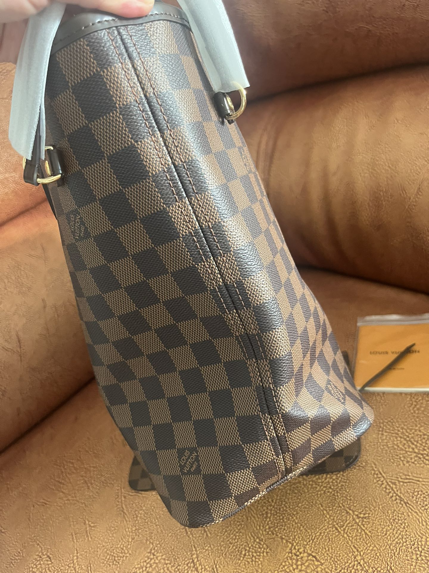 Classic Brown Checkered Tote Bag - Large Shoulder Handbag for Women