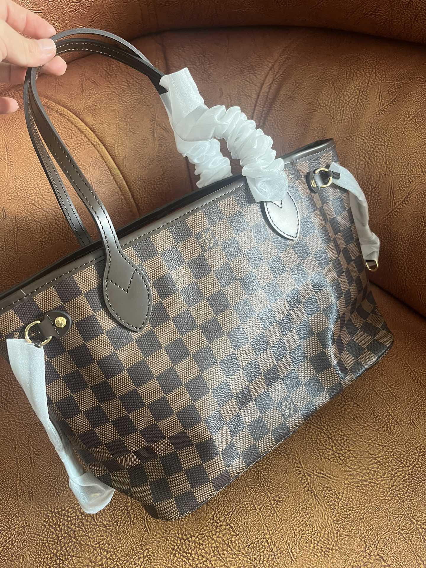 Louis Vuitton Neverfull MM Tote Bag Damier Ebene Canvas Brown