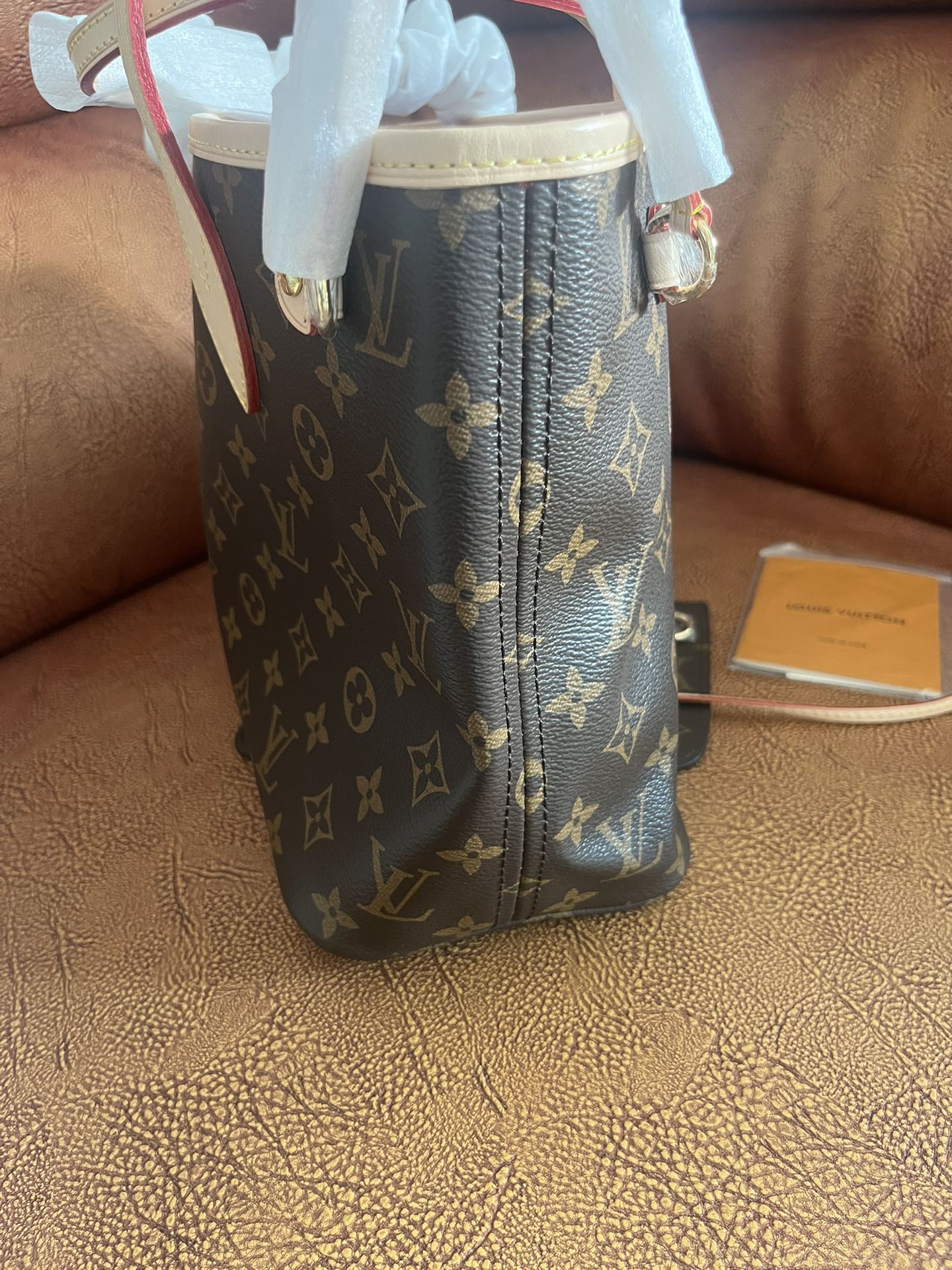 Louis Vuitton Neverfull MM Monogram Canvas Tote Bag with Pouch - Brown