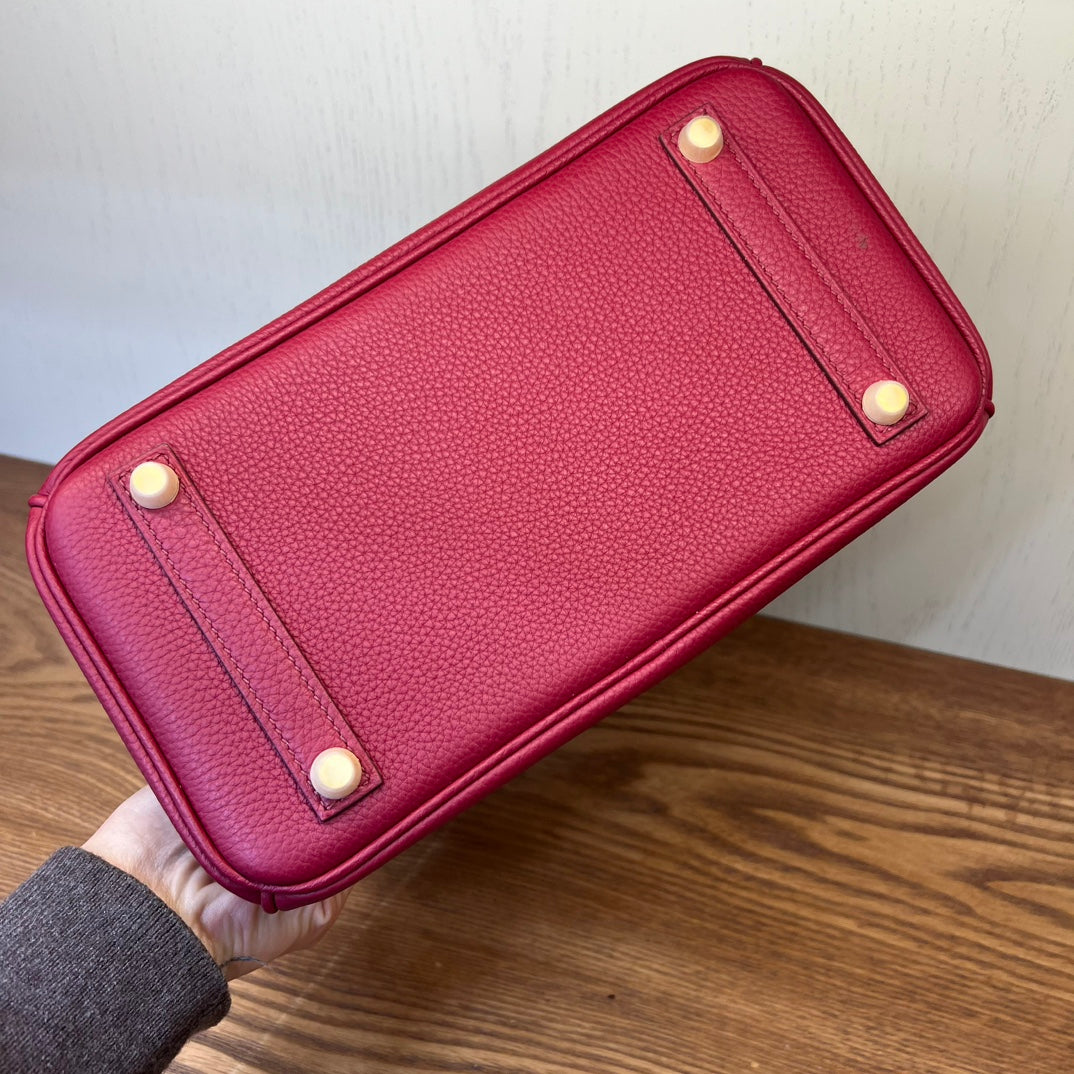 Premium Red Grained Leather Handbag - Elegant Top-Handle Tote for Women