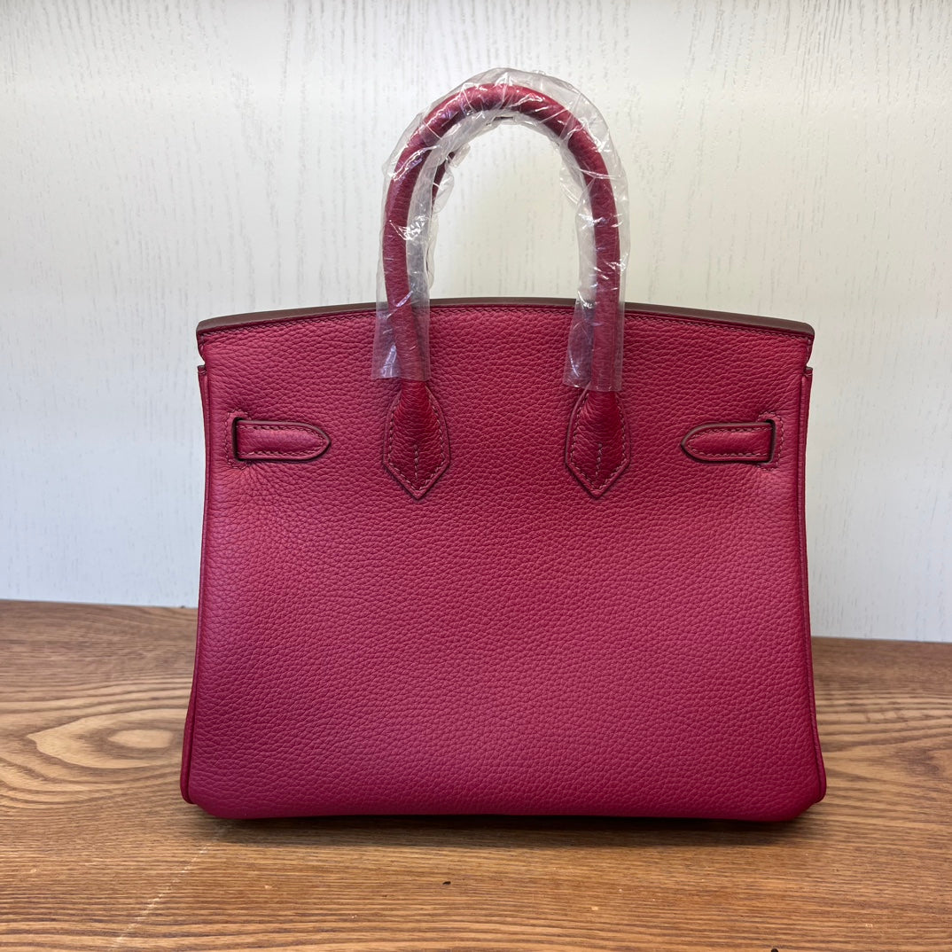 Premium Red Grained Leather Handbag - Elegant Top-Handle Tote for Women