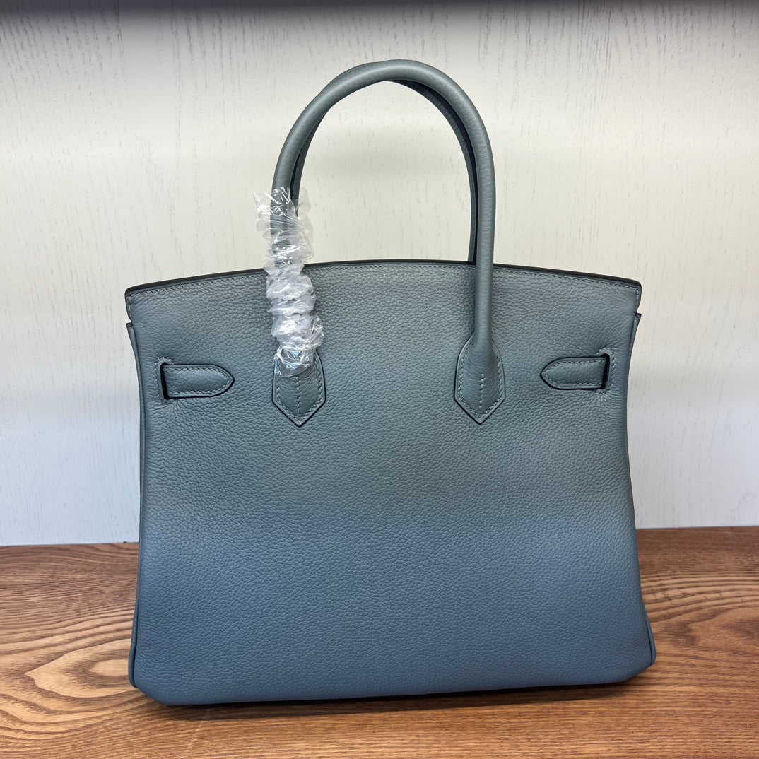 Elegant Grey Leather Top Handle Handbag - Classic Structured Satchel