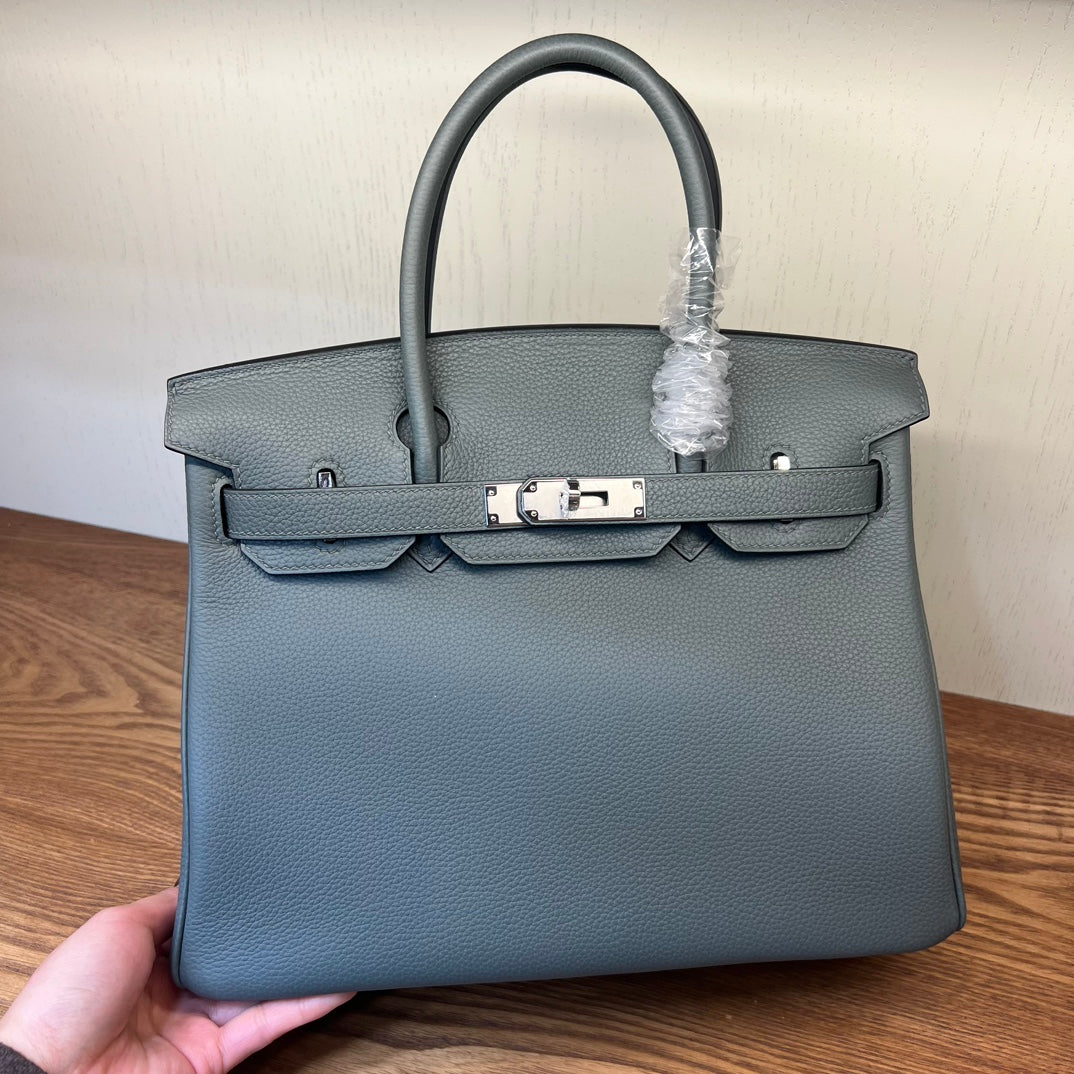 Elegant Grey Leather Top Handle Handbag - Classic Structured Satchel