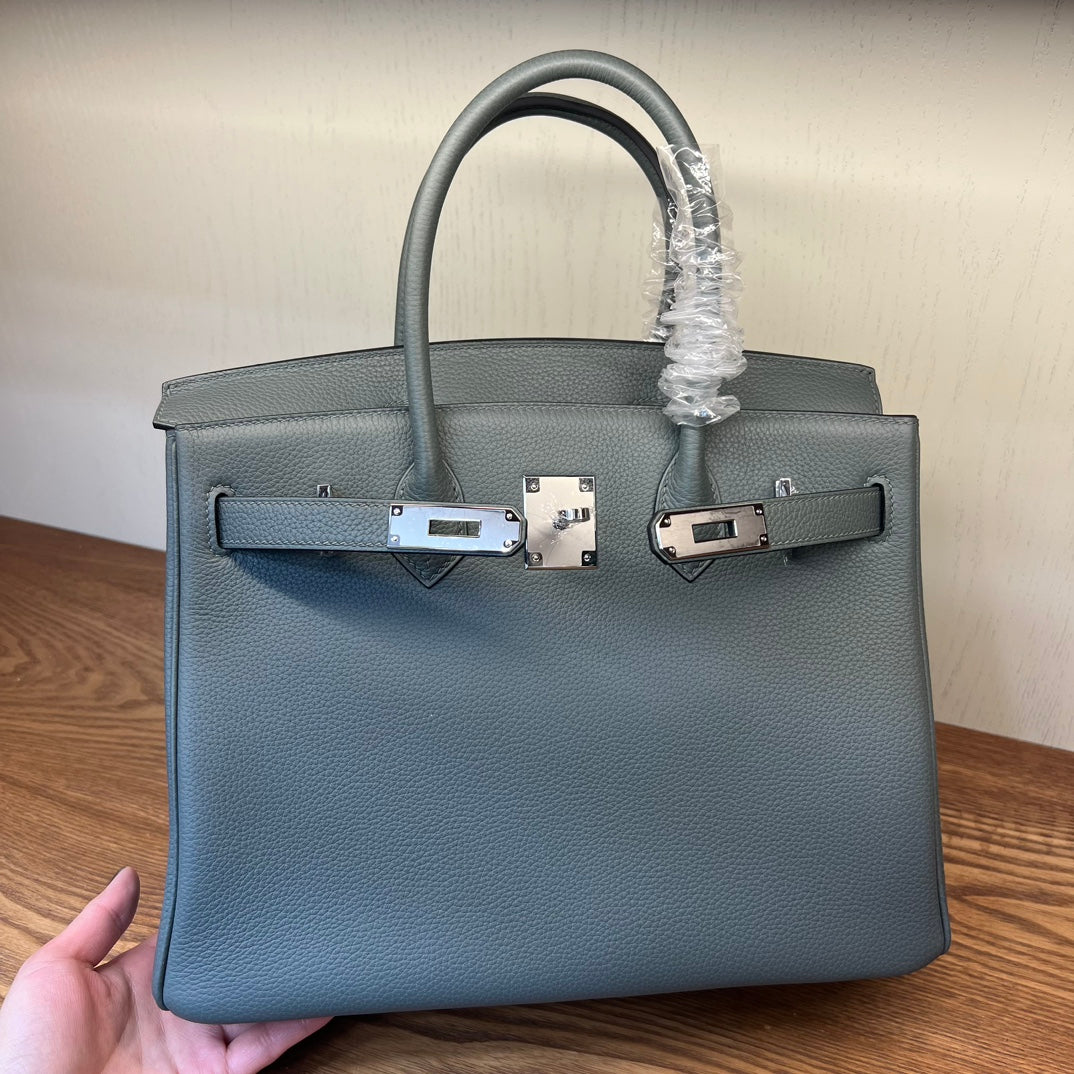 Elegant Grey Leather Top Handle Handbag - Classic Structured Satchel