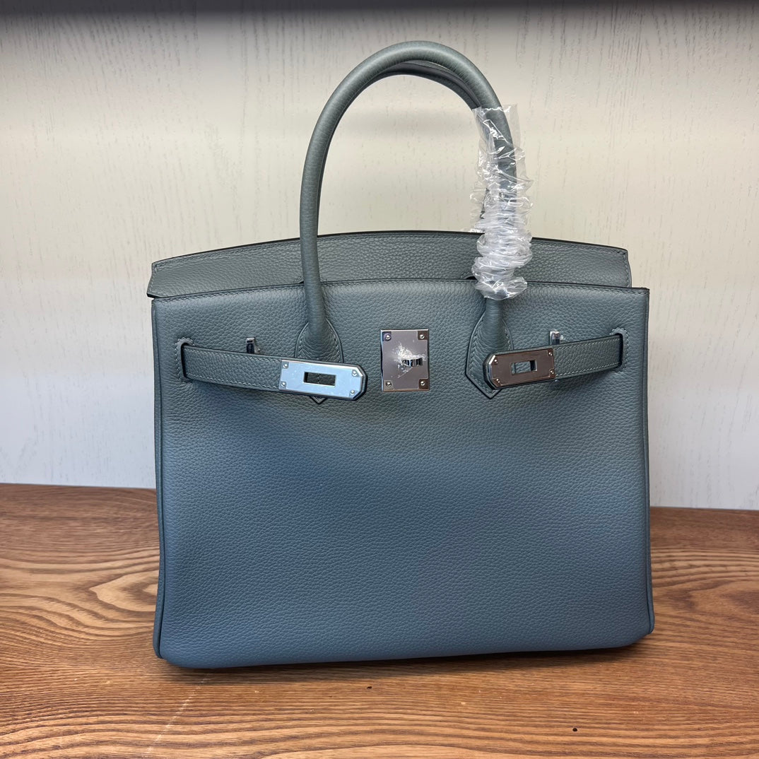 Elegant Grey Leather Top Handle Handbag - Classic Structured Satchel