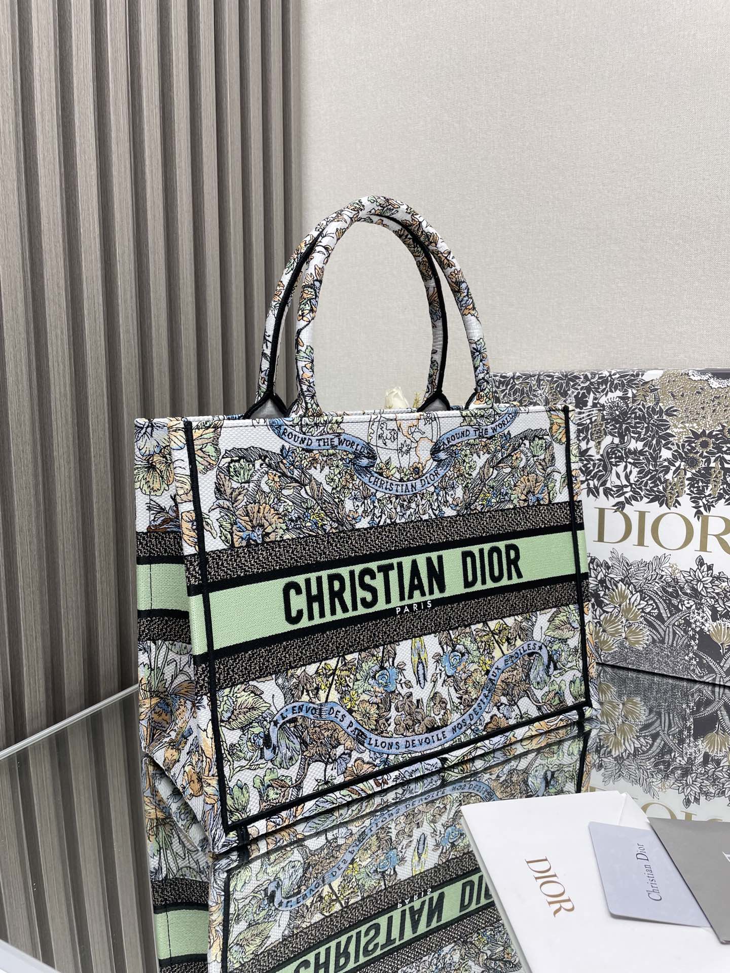 Christian Dior Large Book Tote Multi-Color Intricate Patterned Canvas Bag