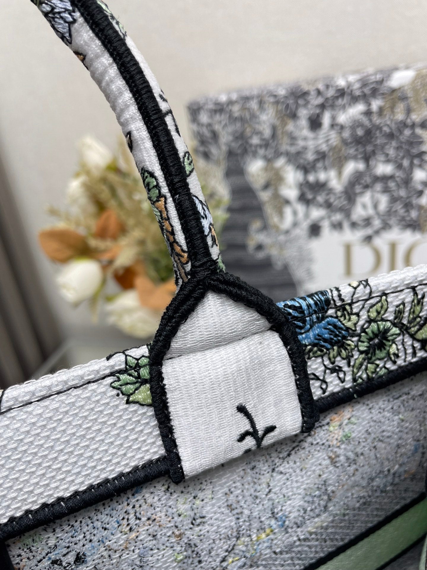 Christian Dior Large Book Tote Multi-Color Intricate Patterned Canvas Bag
