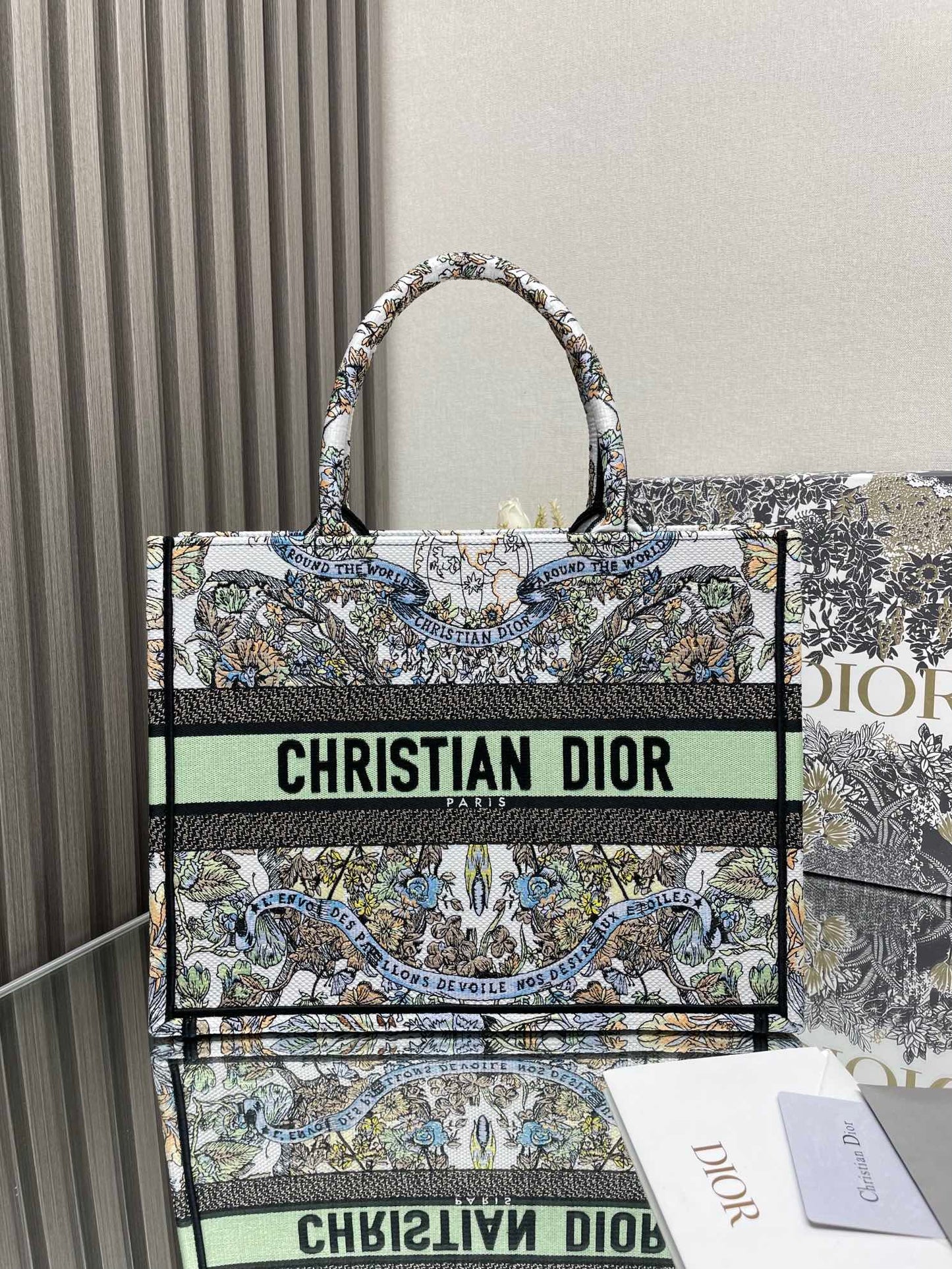 Christian Dior Large Book Tote Multi-Color Intricate Patterned Canvas Bag