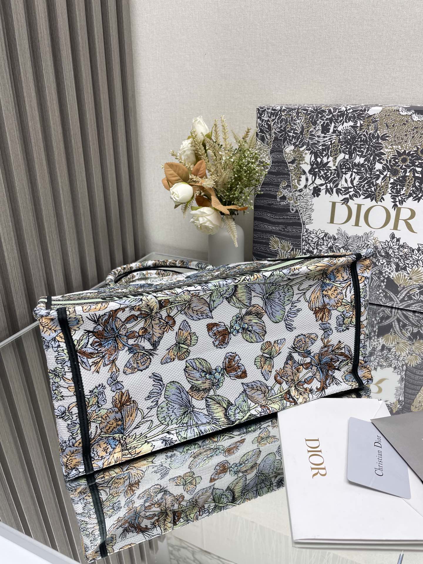 Christian Dior Large Book Tote Multi-Color Intricate Patterned Canvas Bag