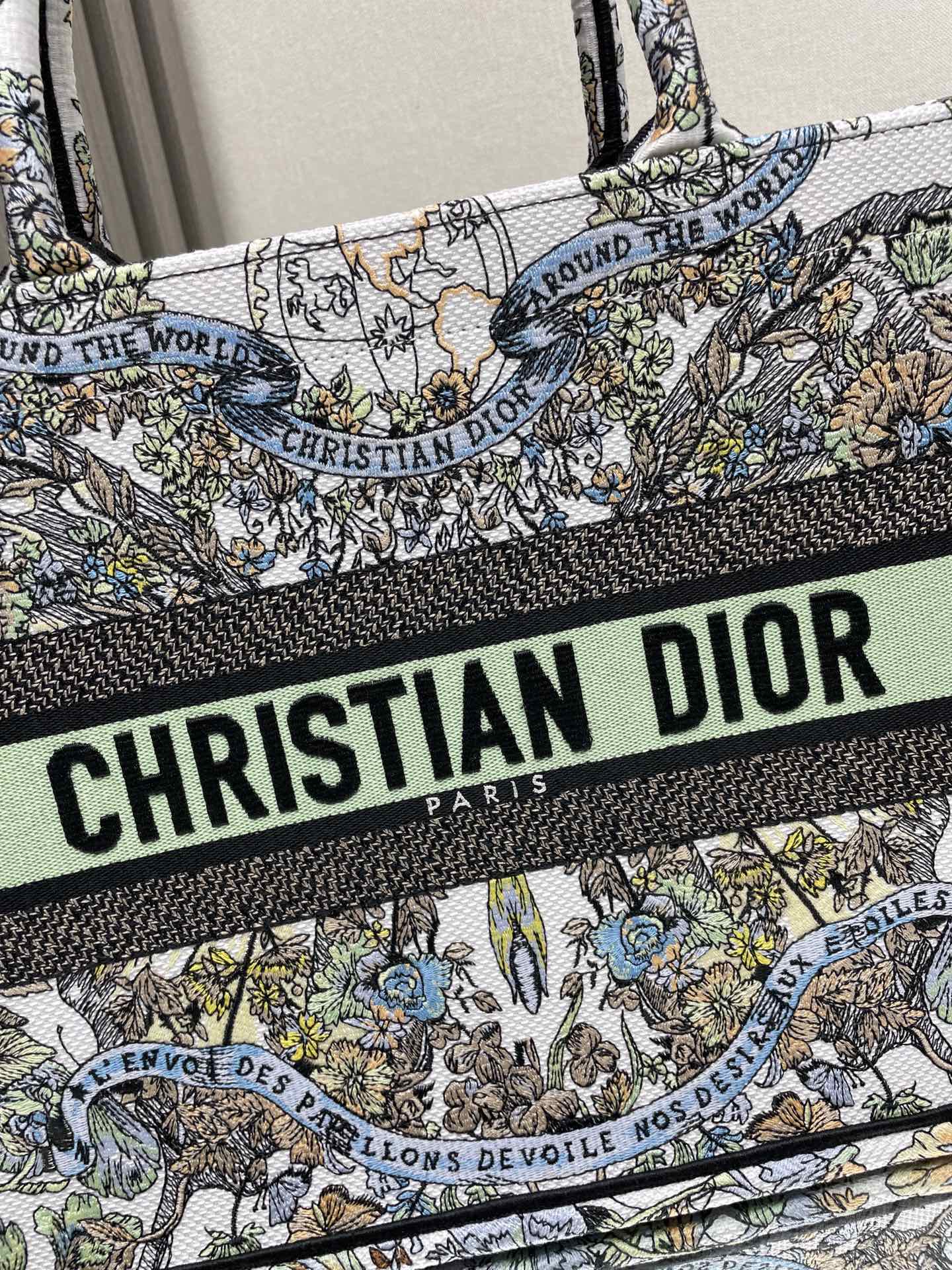 Christian Dior Large Book Tote Multi-Color Intricate Patterned Canvas Bag