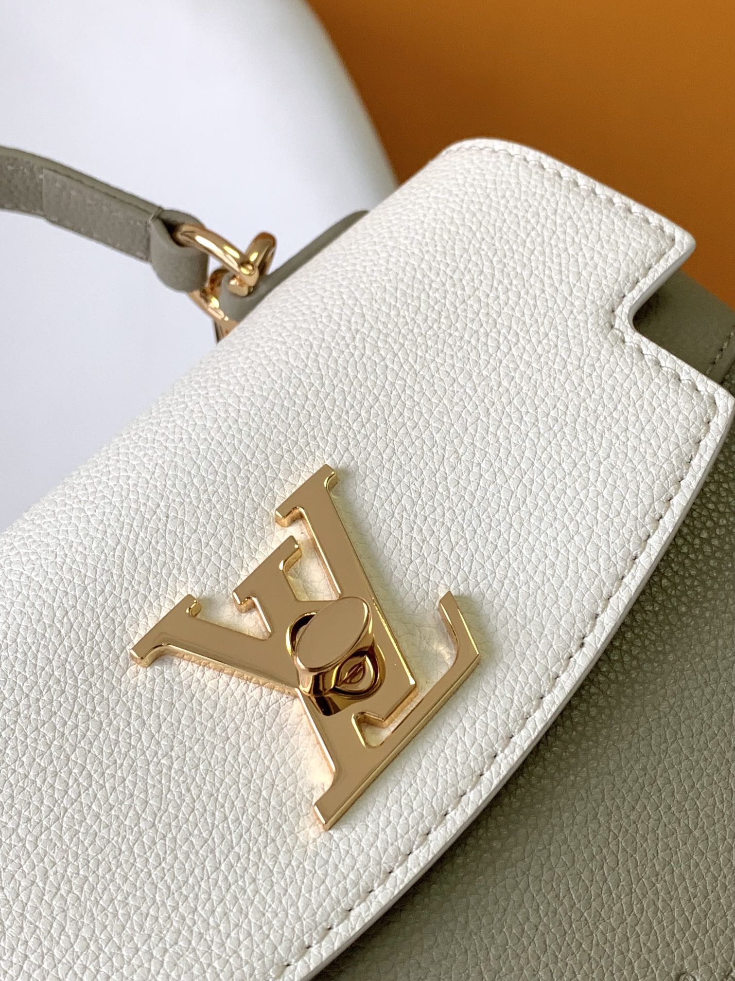 Louis Vuitton Capucines BB Handbag - Bicolor Sage Green and Cream Leather