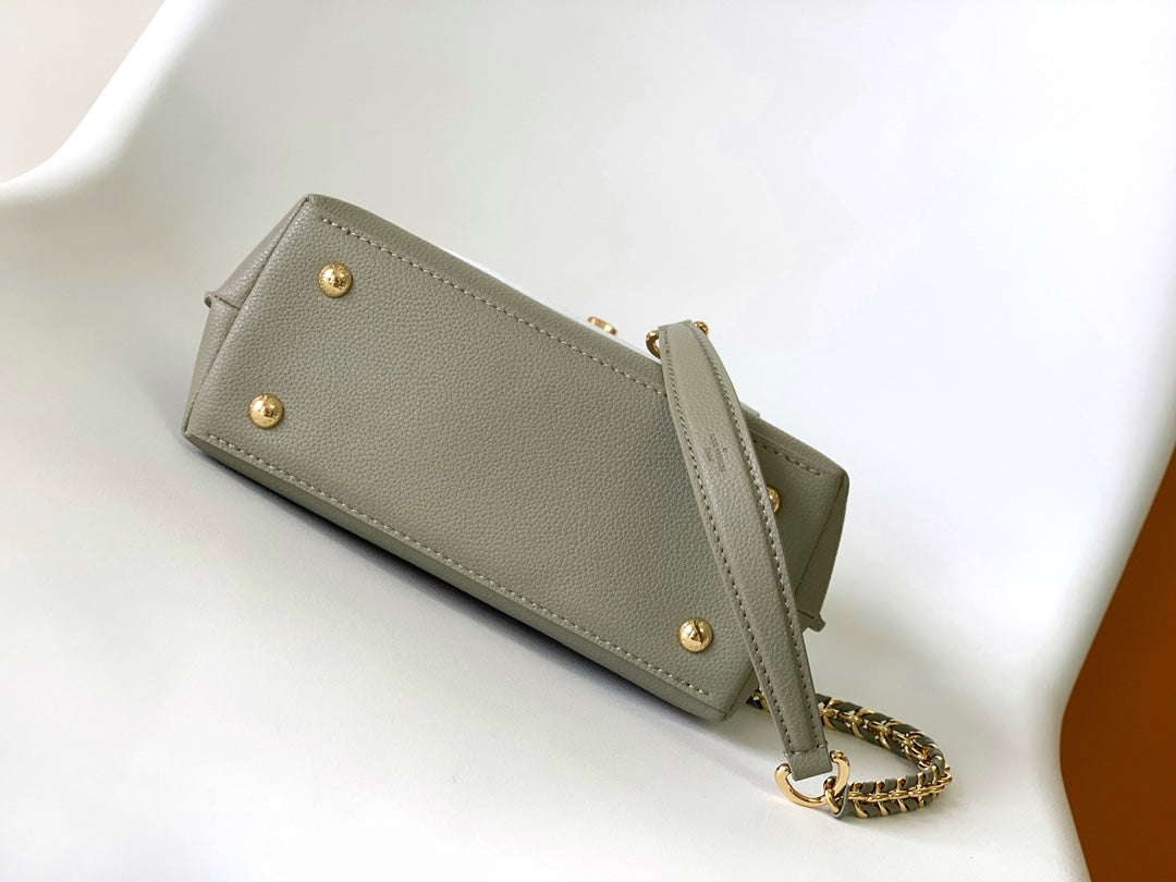 Louis Vuitton Capucines BB Handbag - Bicolor Sage Green and Cream Leather