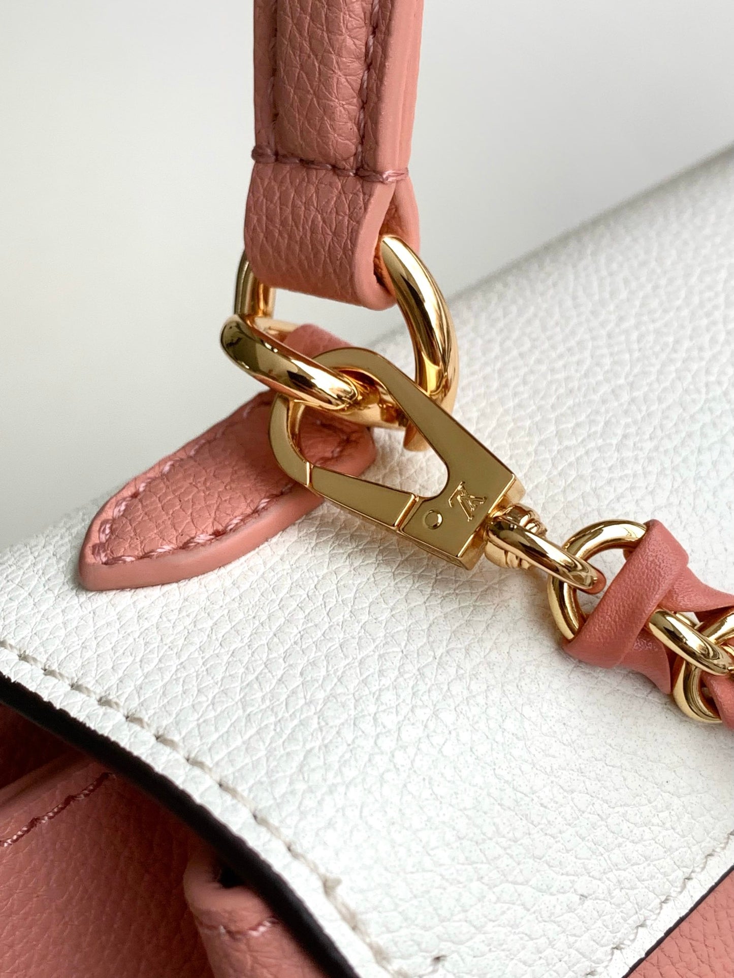 Louis Vuitton Two-Tone Pink and Cream Leather Top Handle Satchel Handbag