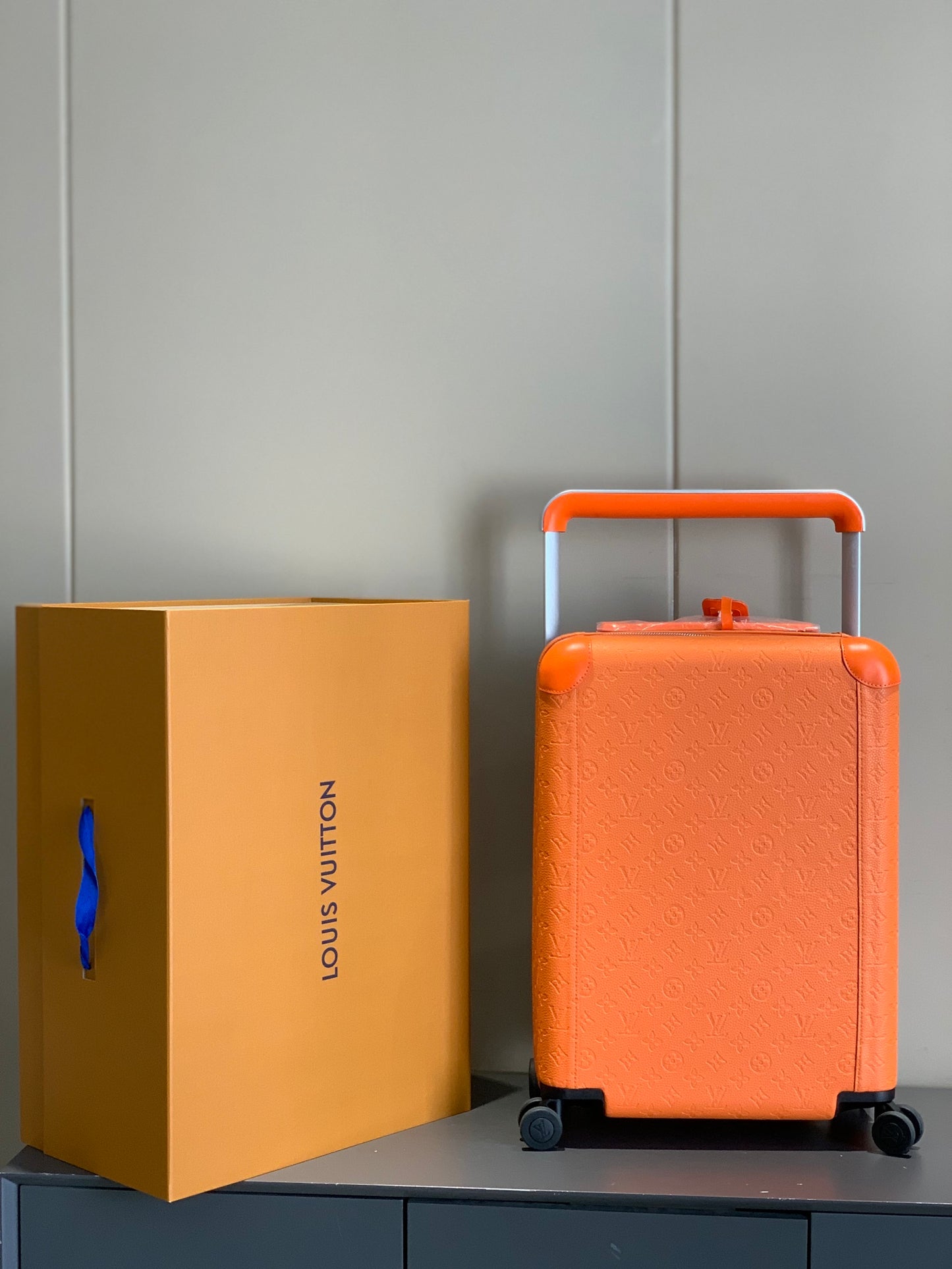 Modern Orange Carry-On Luggage with Wide Telescopic Handle