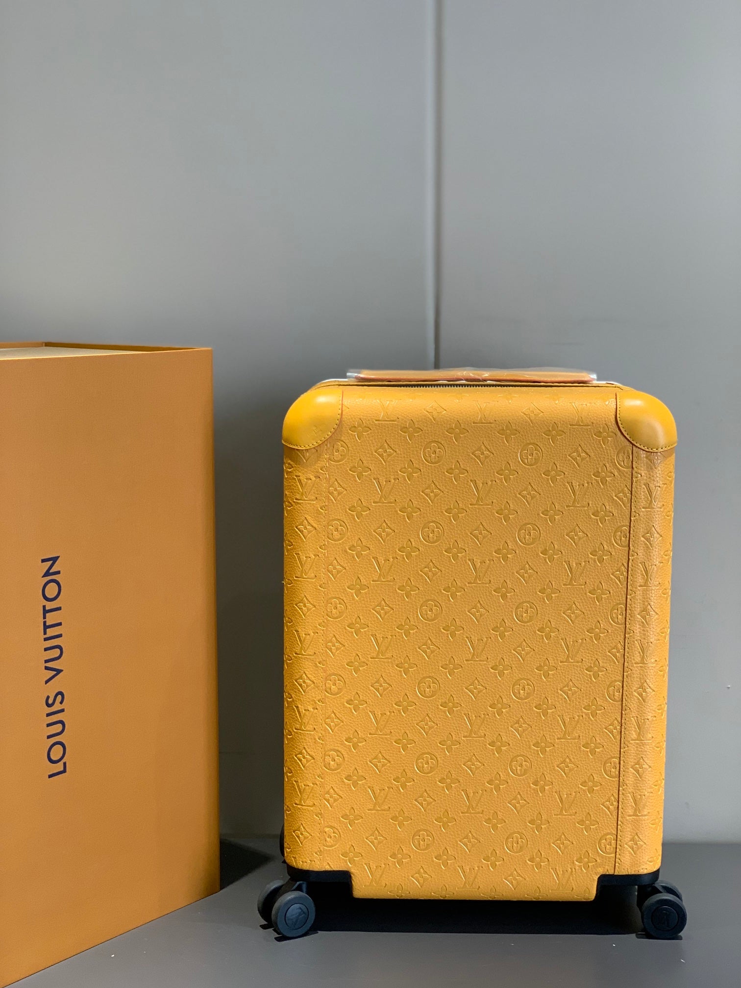 Yellow Monogram Wide Handle Hardshell Spinner Suitcase