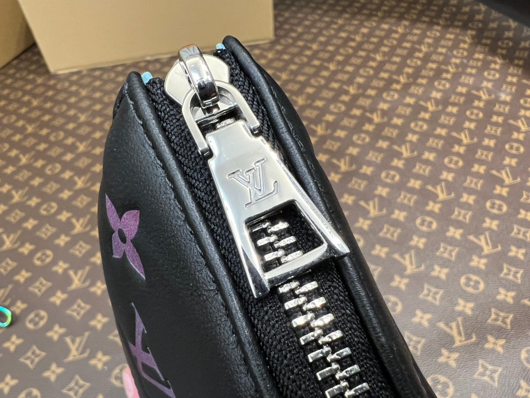 Louis Vuitton Black Monogram Taurillon Leather A7 Pouch with Iridescent Chain