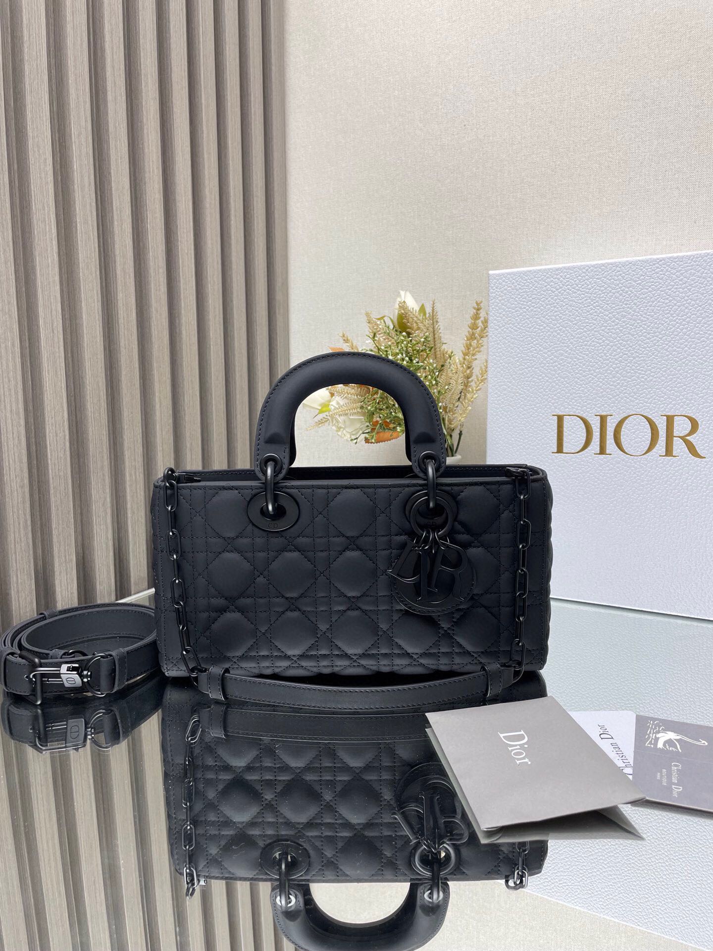 Christian Dior Lady D-Joy Bag Black Ultra-Matte Cannage Lambskin