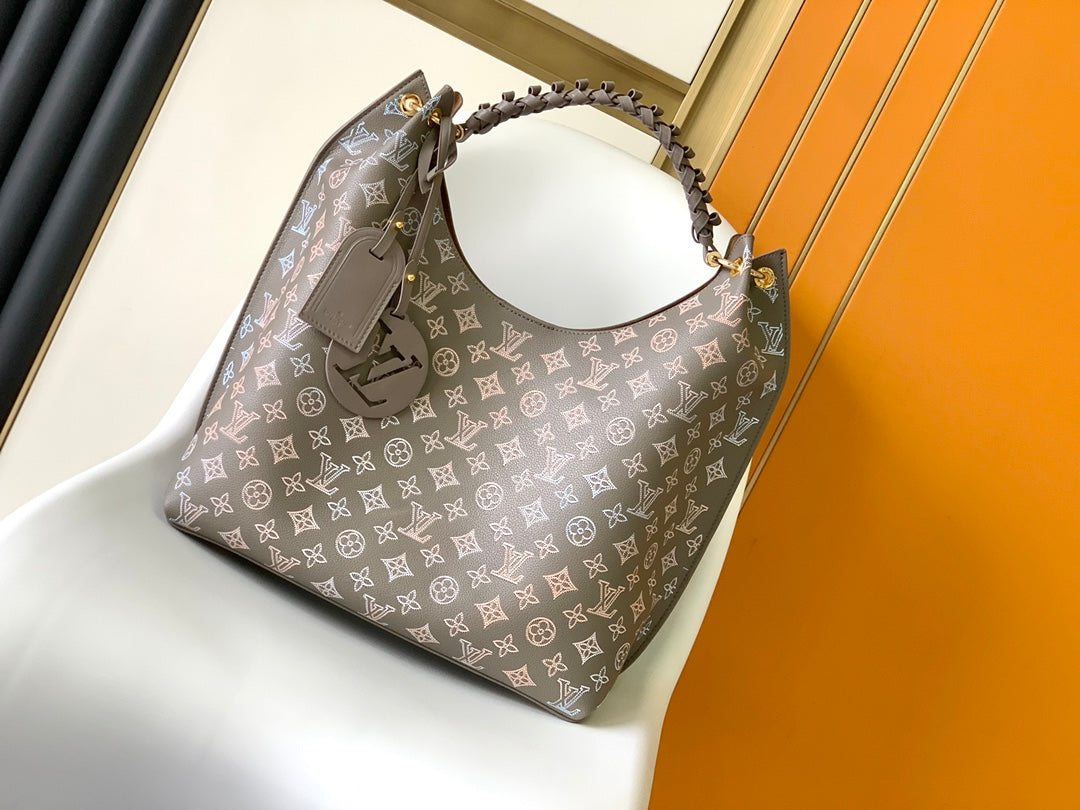 Louis Vuitton Carmel Hobo Bag Mahina Perforated Leather Galet