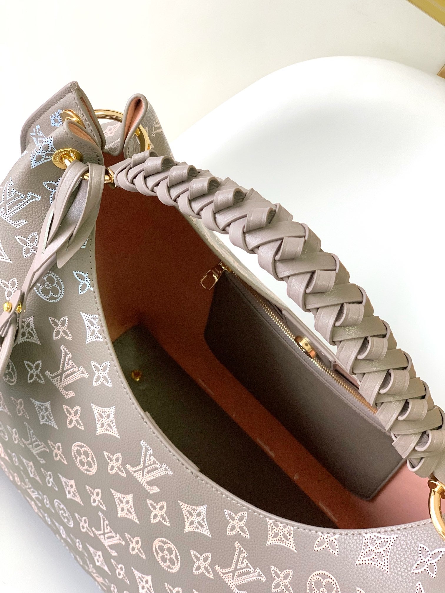 Louis Vuitton Carmel Hobo Bag Mahina Perforated Leather Galet