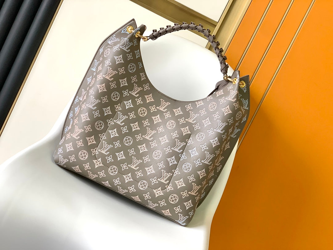 Louis Vuitton Carmel Hobo Bag Mahina Perforated Leather Galet