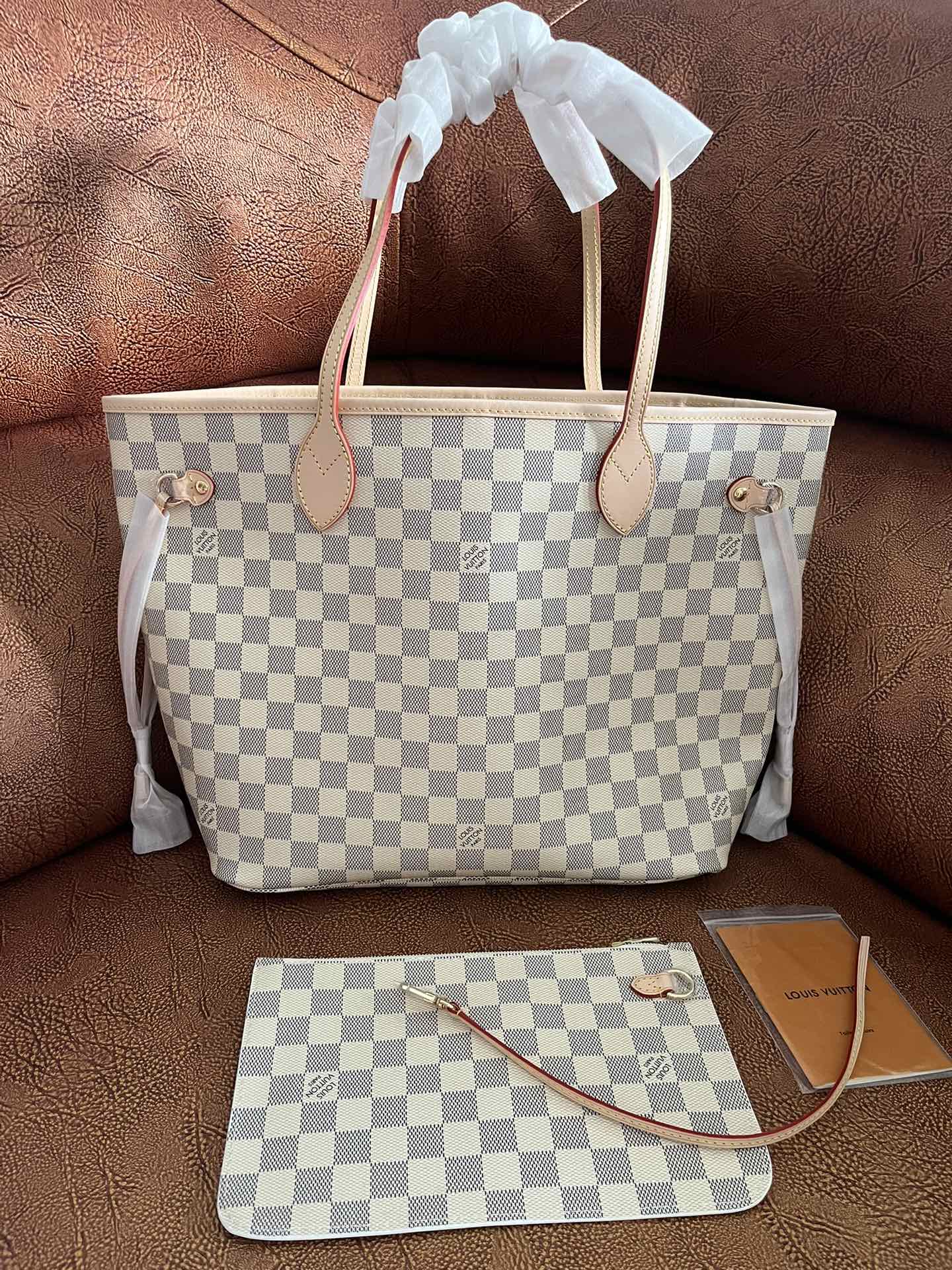 Louis Vuitton Neverfull MM Damier Azur Canvas Tote Bag