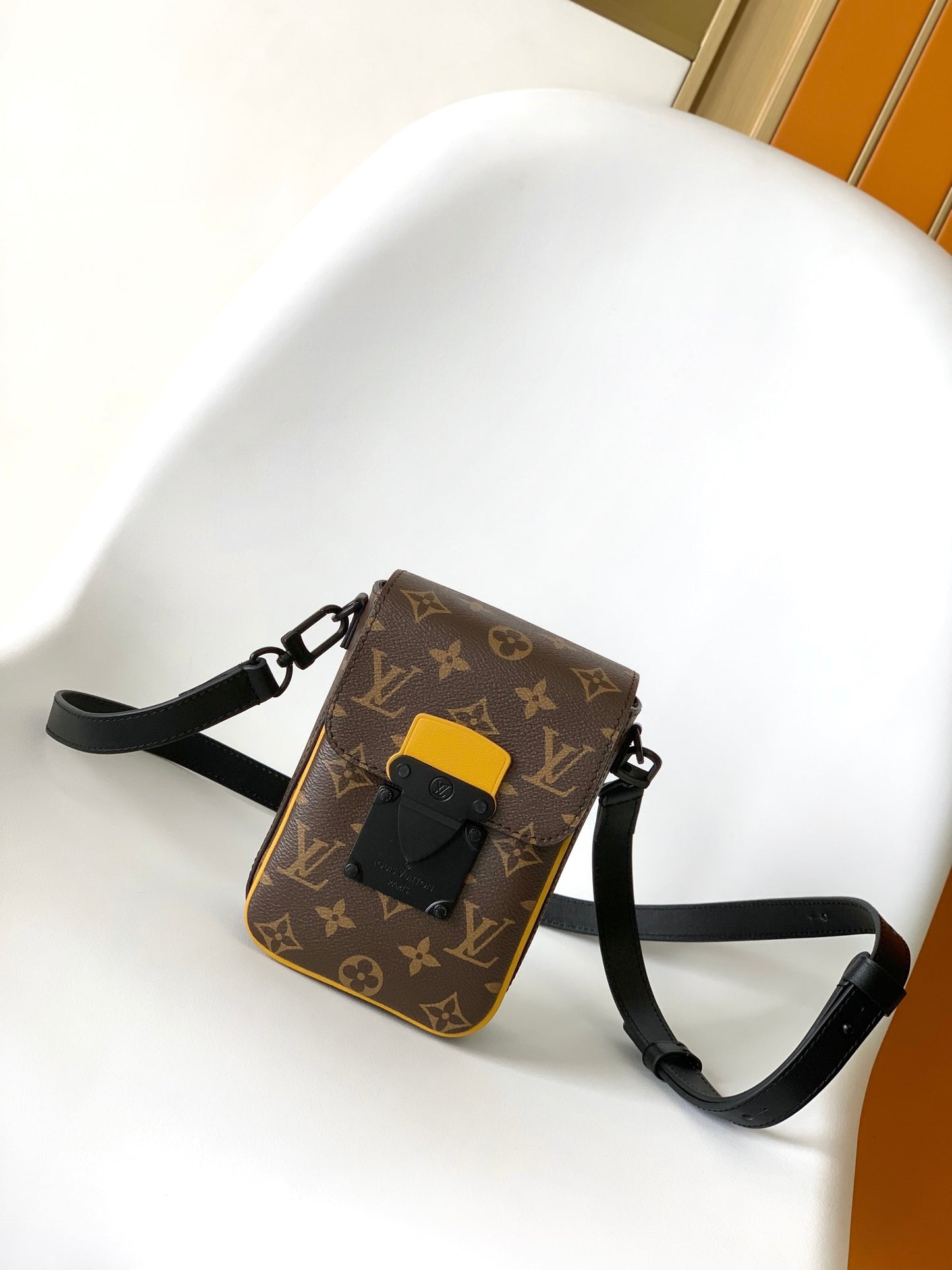 Louis Vuitton S-Lock Vertical Wearable Wallet Monogram Macassar Canvas
