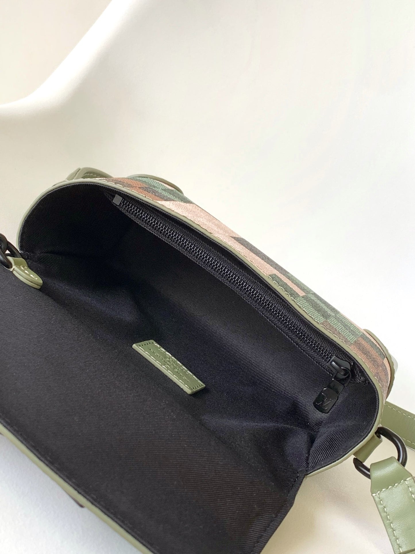 Designer Pixelated Camouflage Mini Soft Trunk Messenger Bag - Green and Khaki