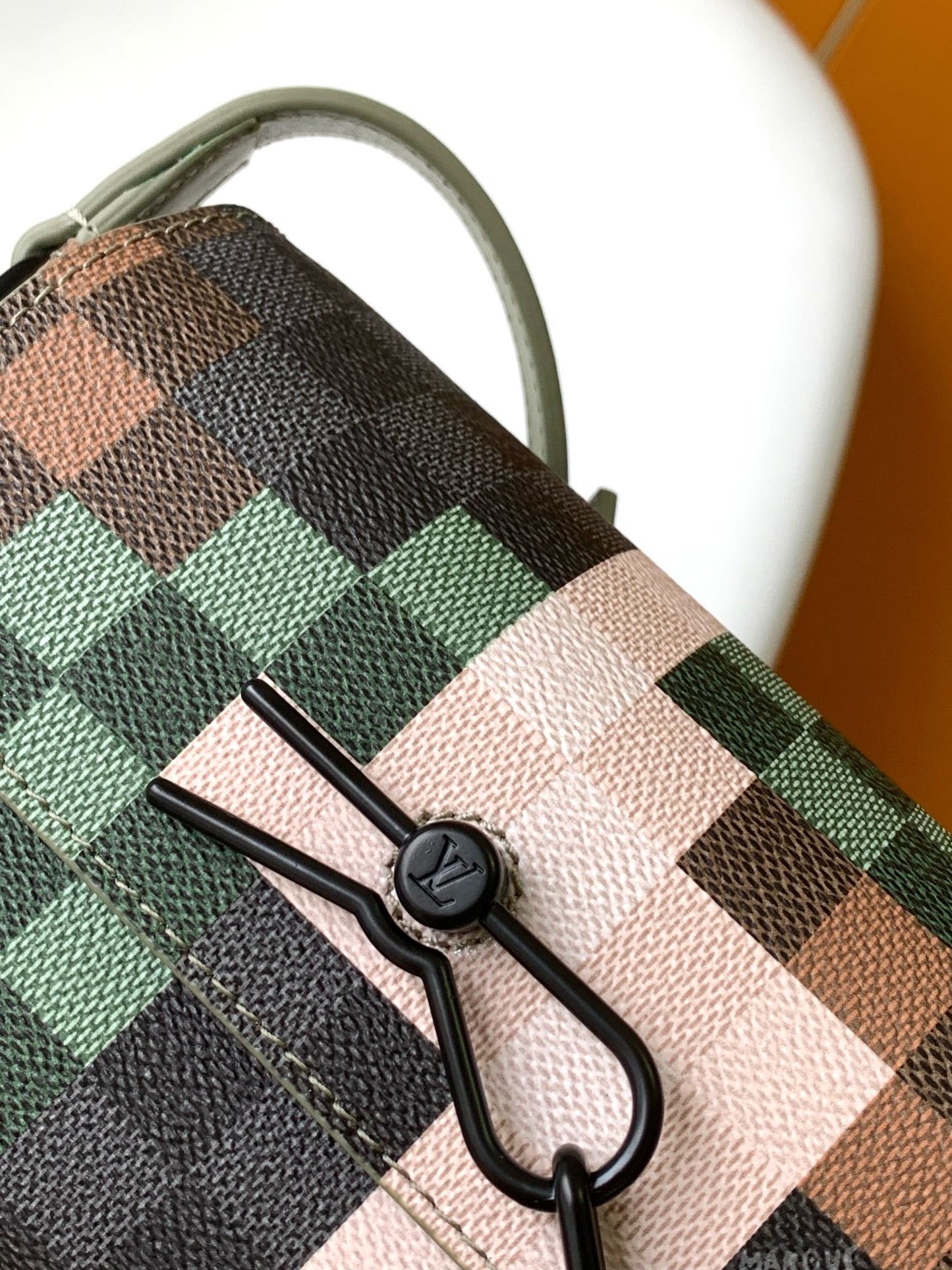 Designer Pixelated Camouflage Mini Soft Trunk Messenger Bag - Green and Khaki