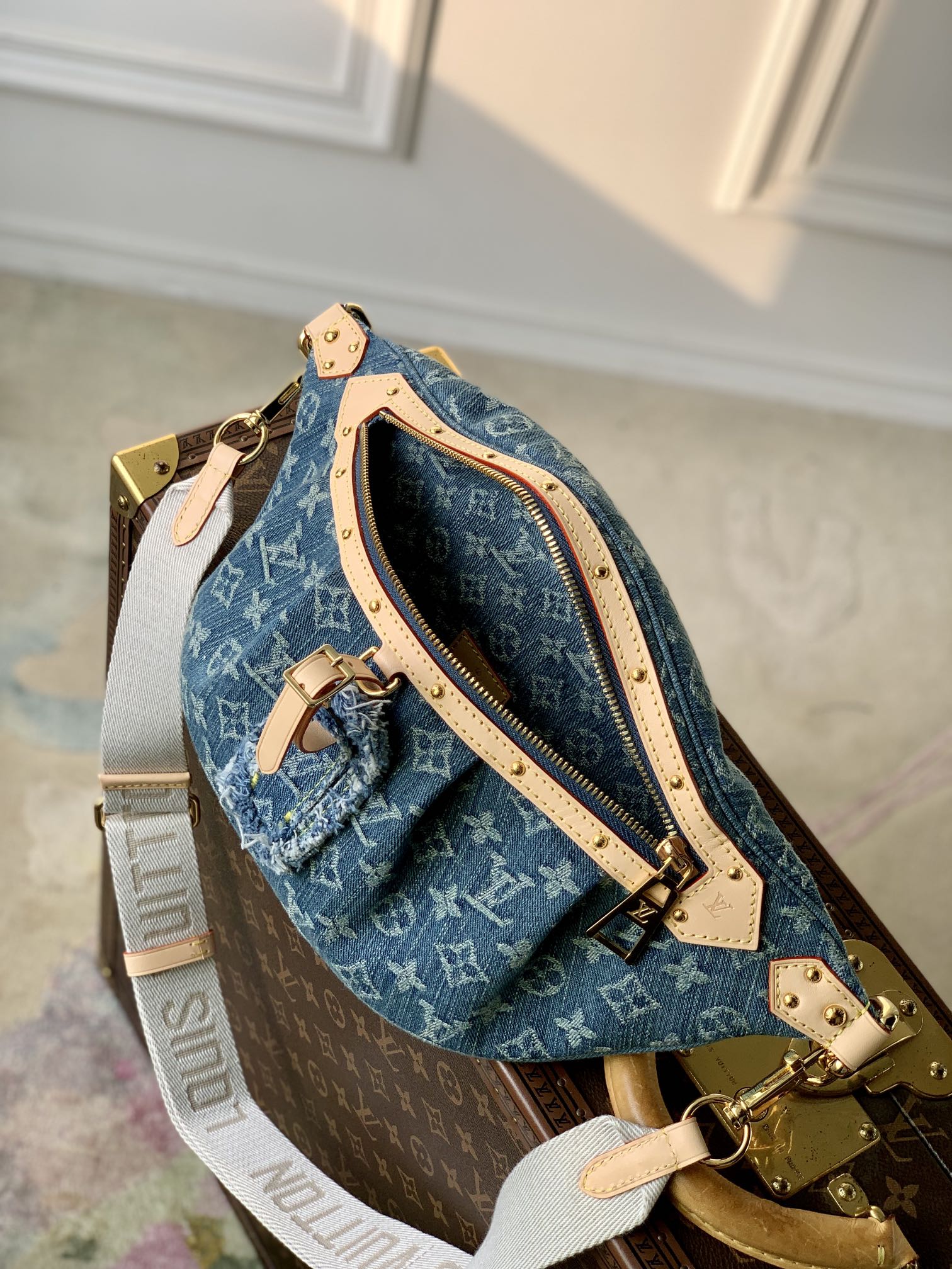 Louis Vuitton Monogram Denim High Rise Belt Bag - Blue