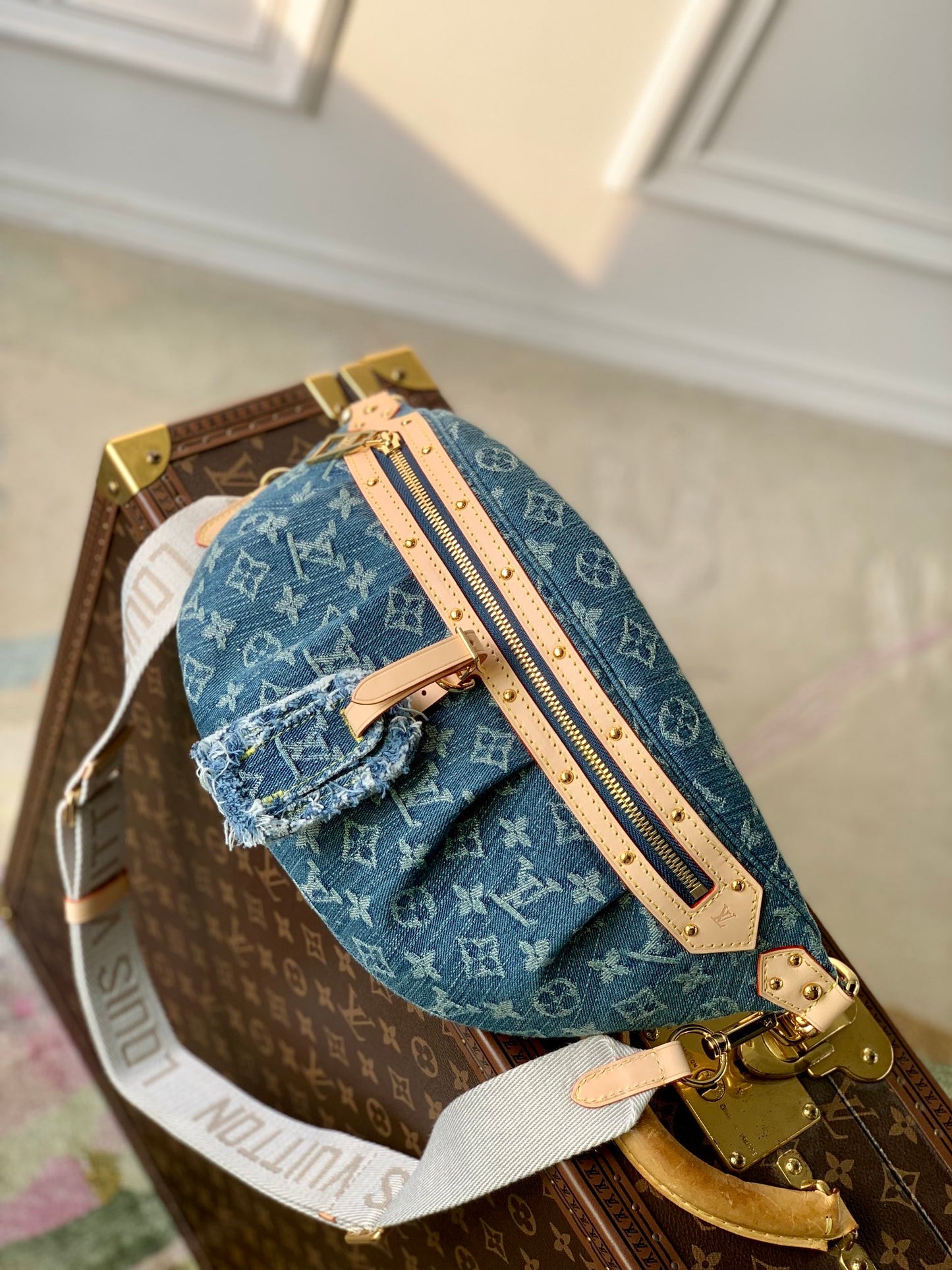 Louis Vuitton Monogram Denim High Rise Belt Bag - Blue