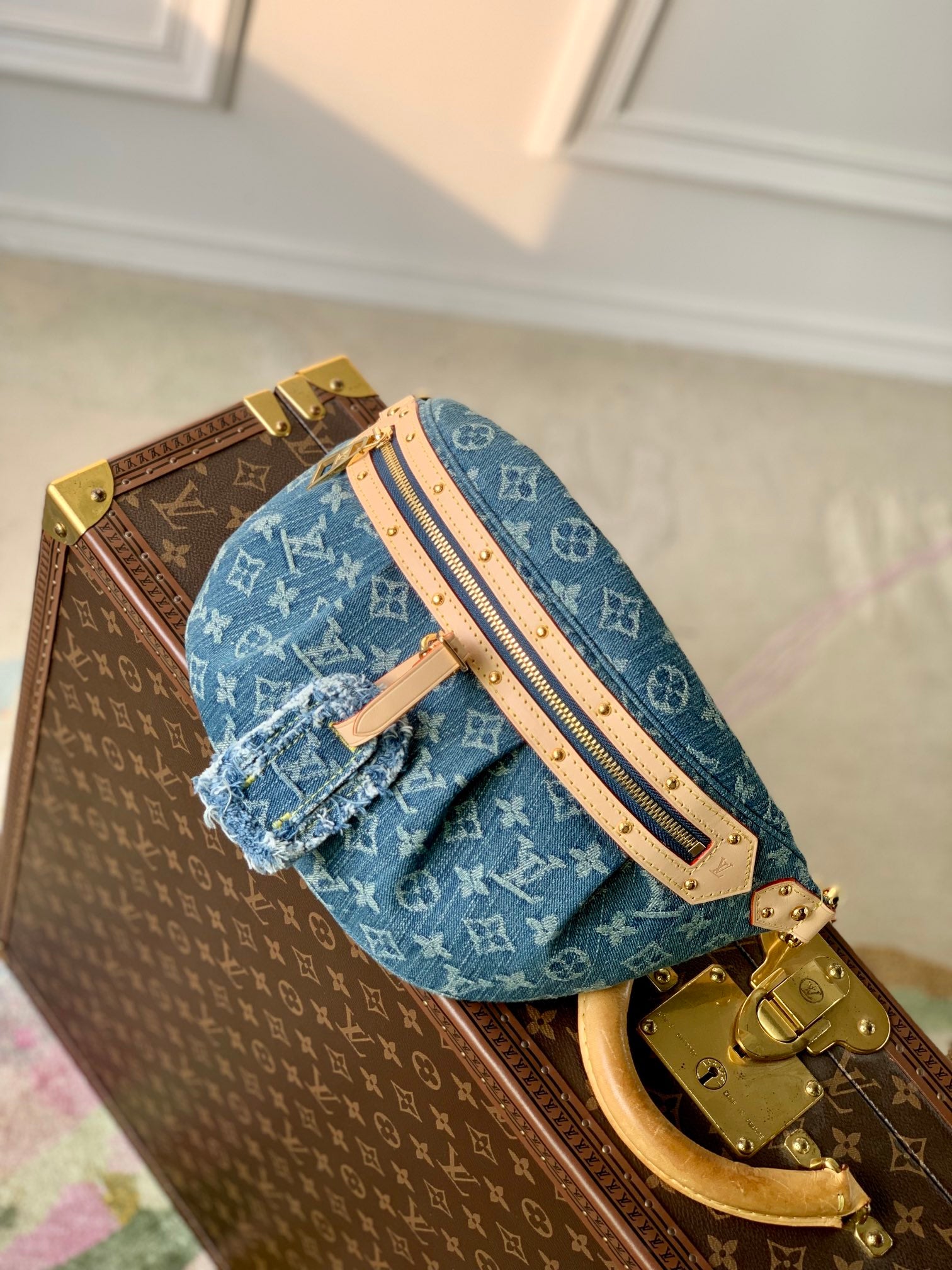 Louis Vuitton Monogram Denim High Rise Belt Bag - Blue